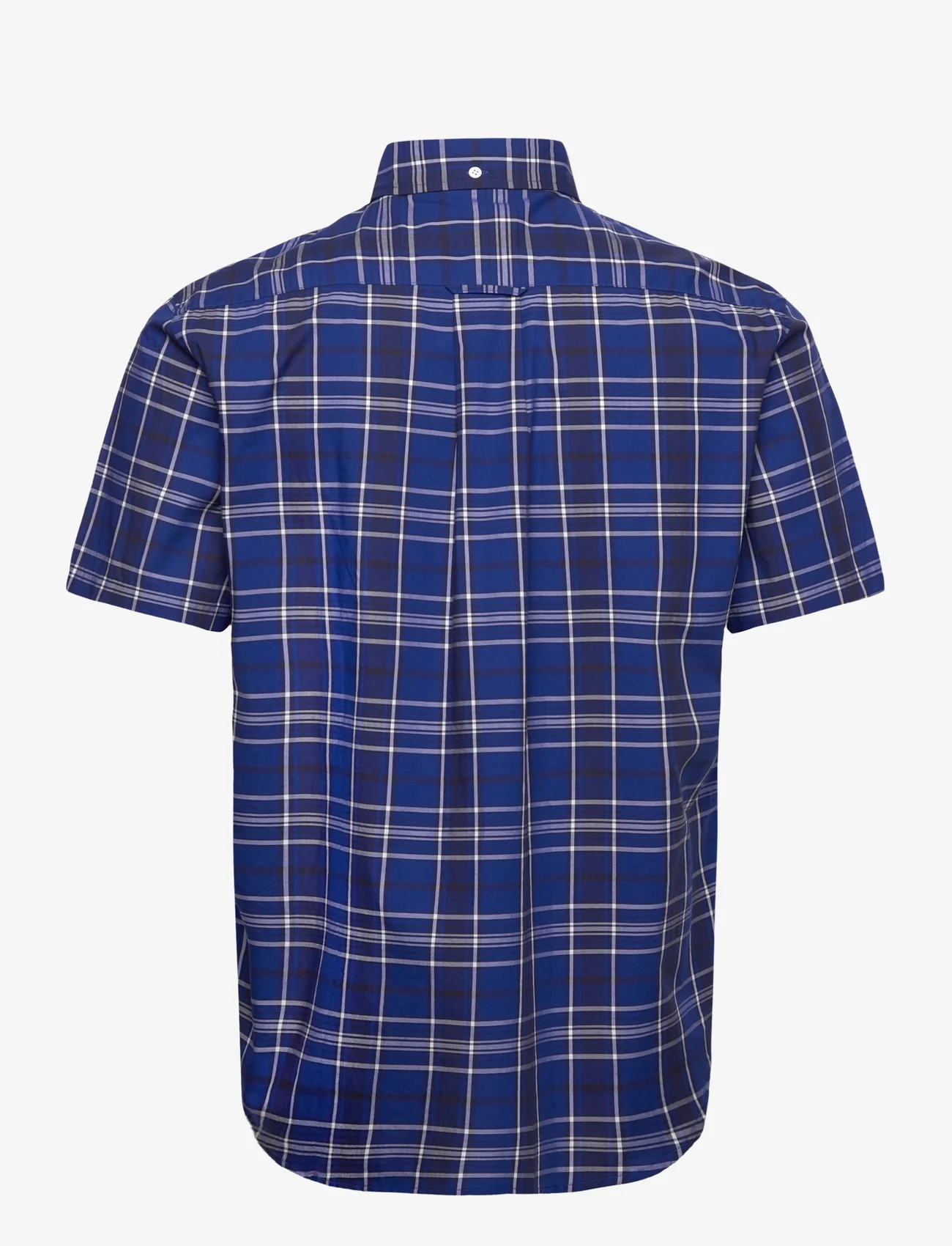 GANT - REG UT POPLIN CHECK SS BD - rutiga skjortor - college blue - 1
