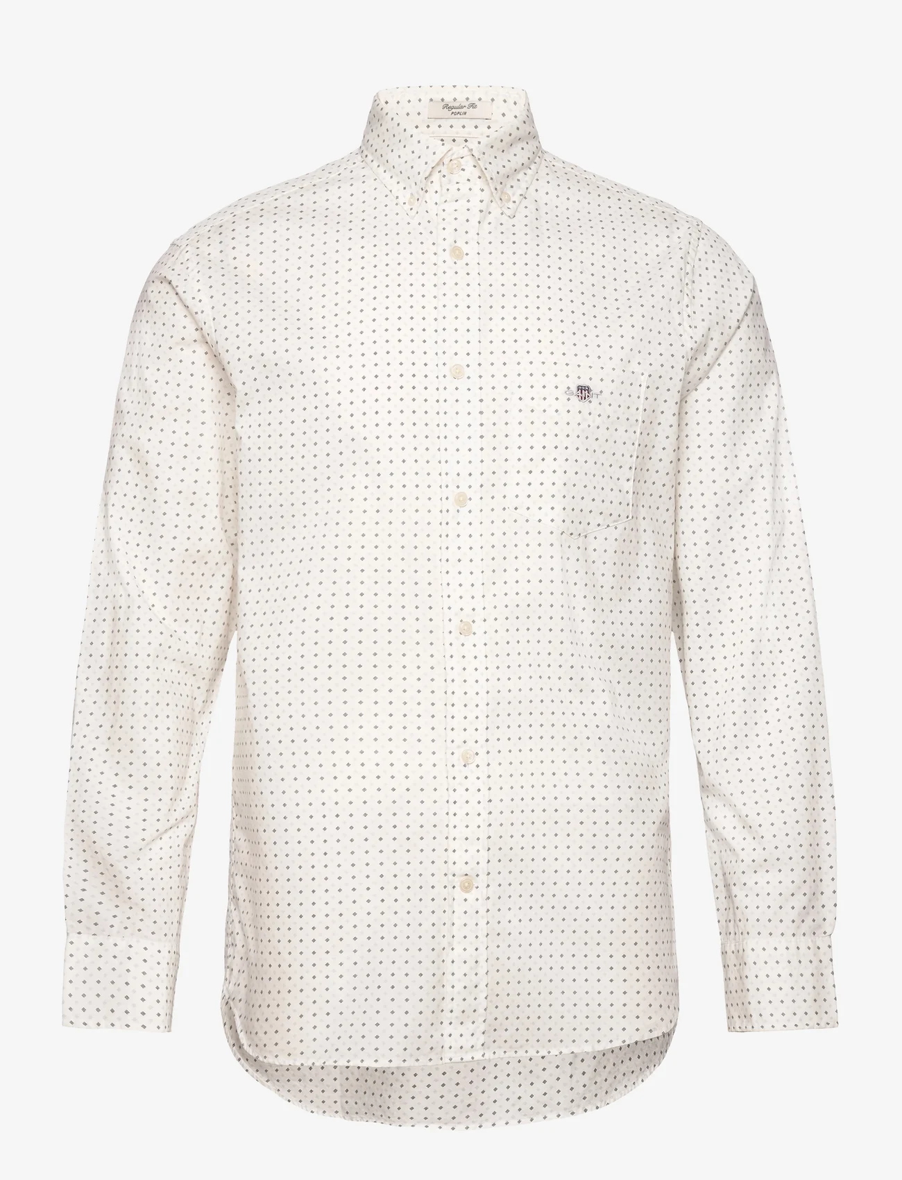 GANT - REG MICRO PRINT SHIRT - short-sleeved shirts - eggshell - 0