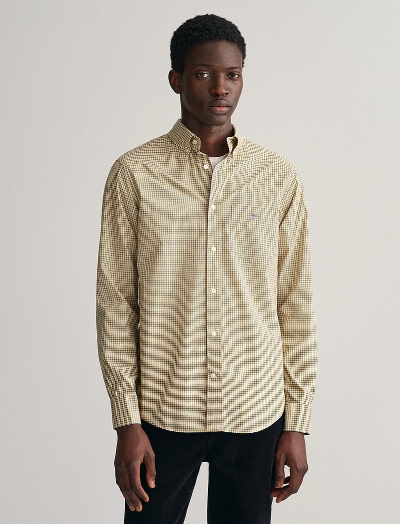 GANT - REG POPLIN MICRO CHECK SHIRT - ruudulised särgid - dark mustard yellow - 0