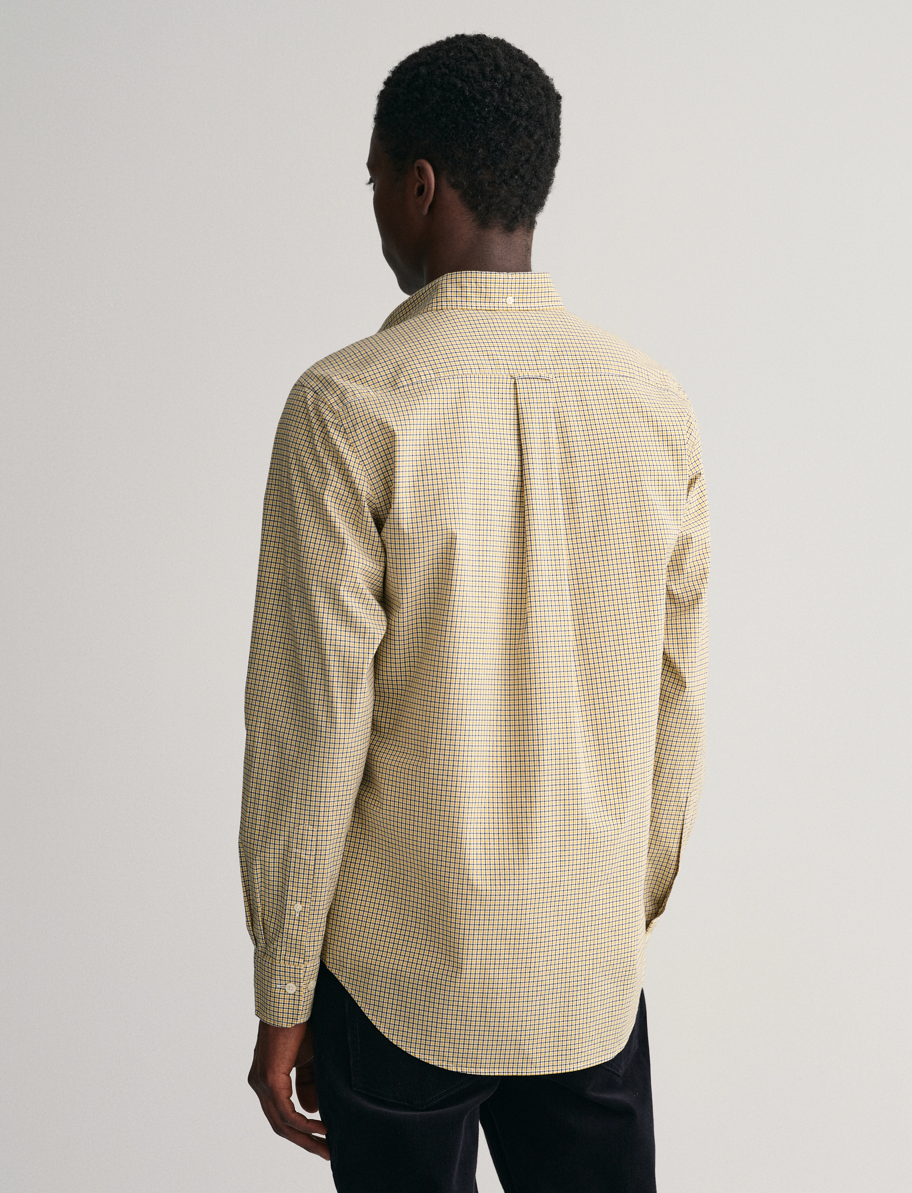 GANT - REG POPLIN MICRO CHECK SHIRT - dark mustard yellow - 2