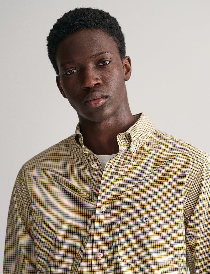 GANT - REG POPLIN MICRO CHECK SHIRT - ruudulised särgid - dark mustard yellow - 3