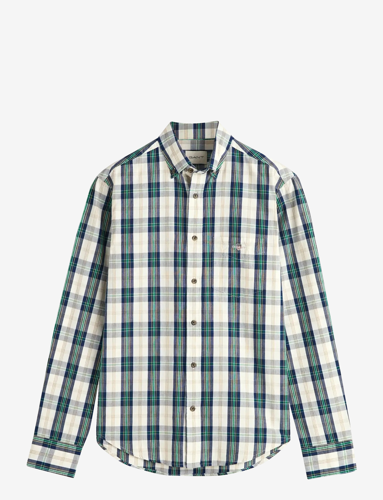 GANT - REG UT ARCHIVE POPLIN CHECK SHIRT - rutiga skjortor - eggshell - 1