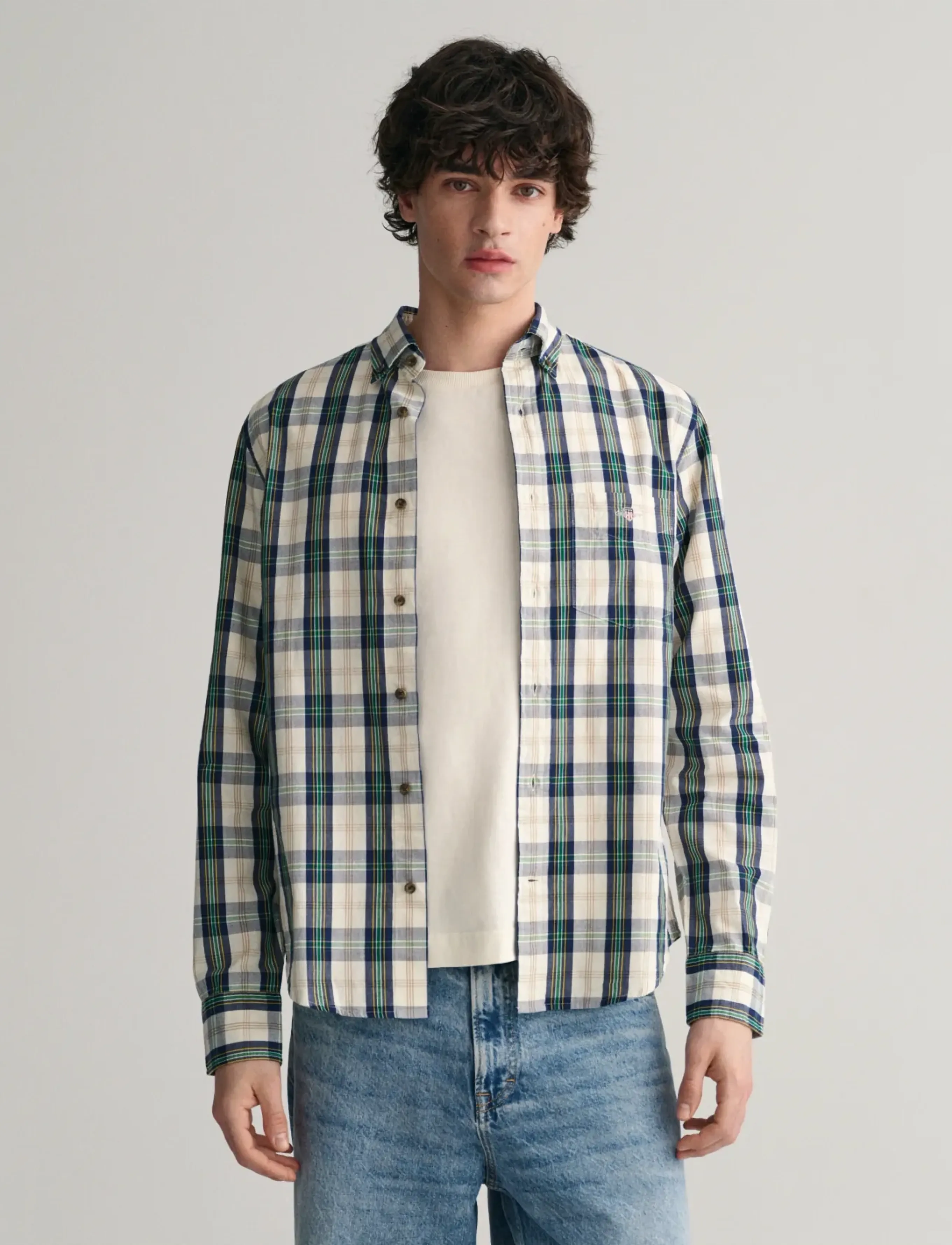 Gant REG UT ARCHIVE POPLIN CHECK SHIRT - Gant - EGGSHELL / multi
