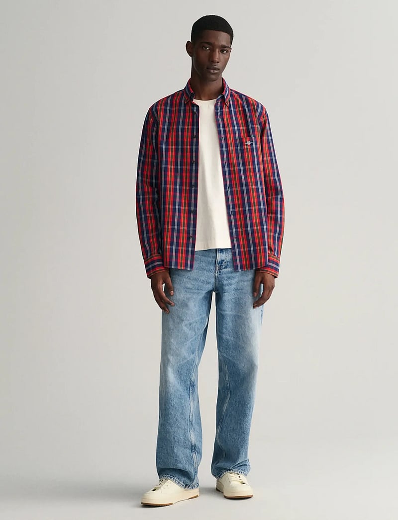 GANT - REG UT ARCHIVE POPLIN CHECK SHIRT - peruskauluspaidat - persian blue - 4