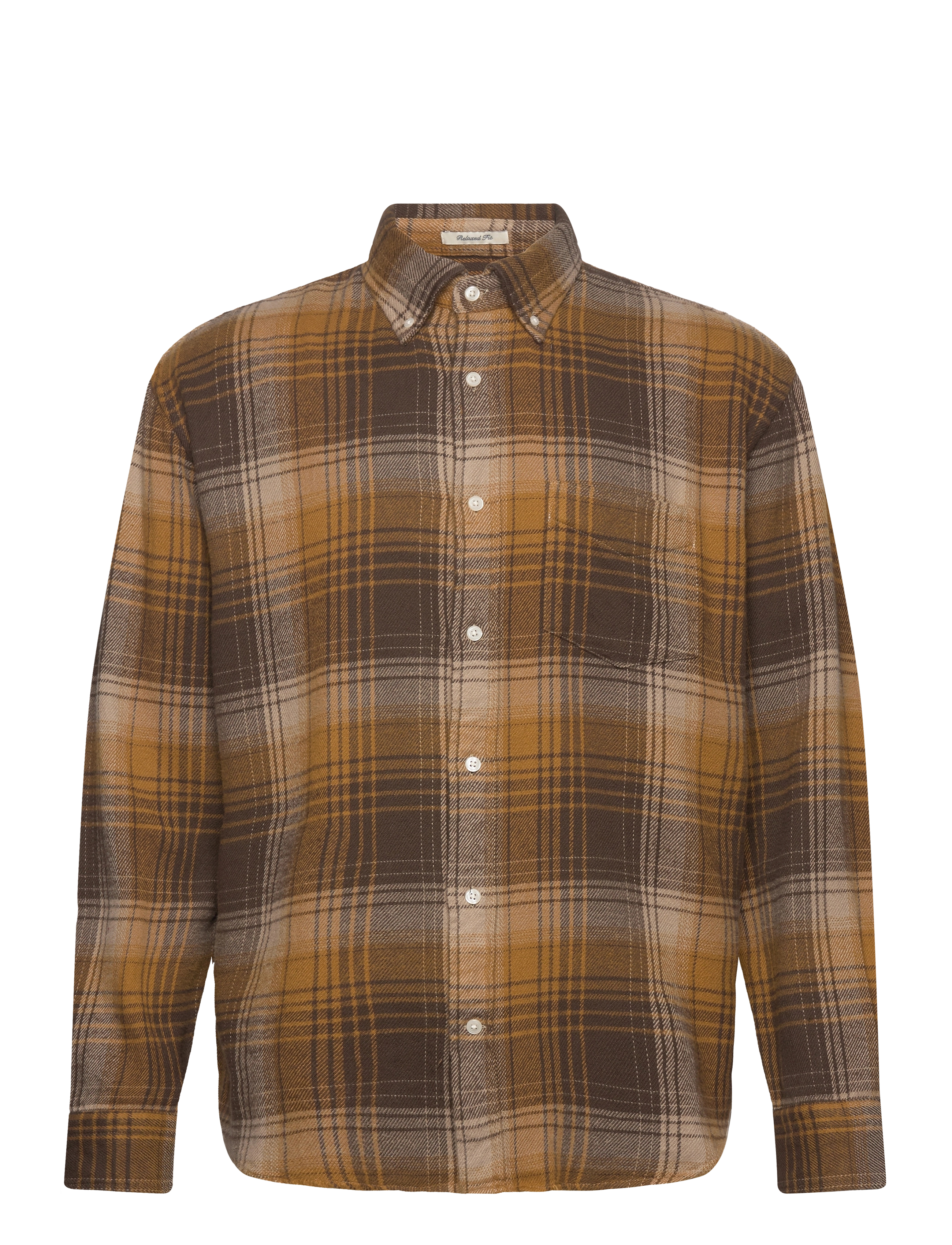 Gant REL HEAVY FLANNEL CHECK SHIRT - Ruudulised särgid - WOODY BROWN / brown