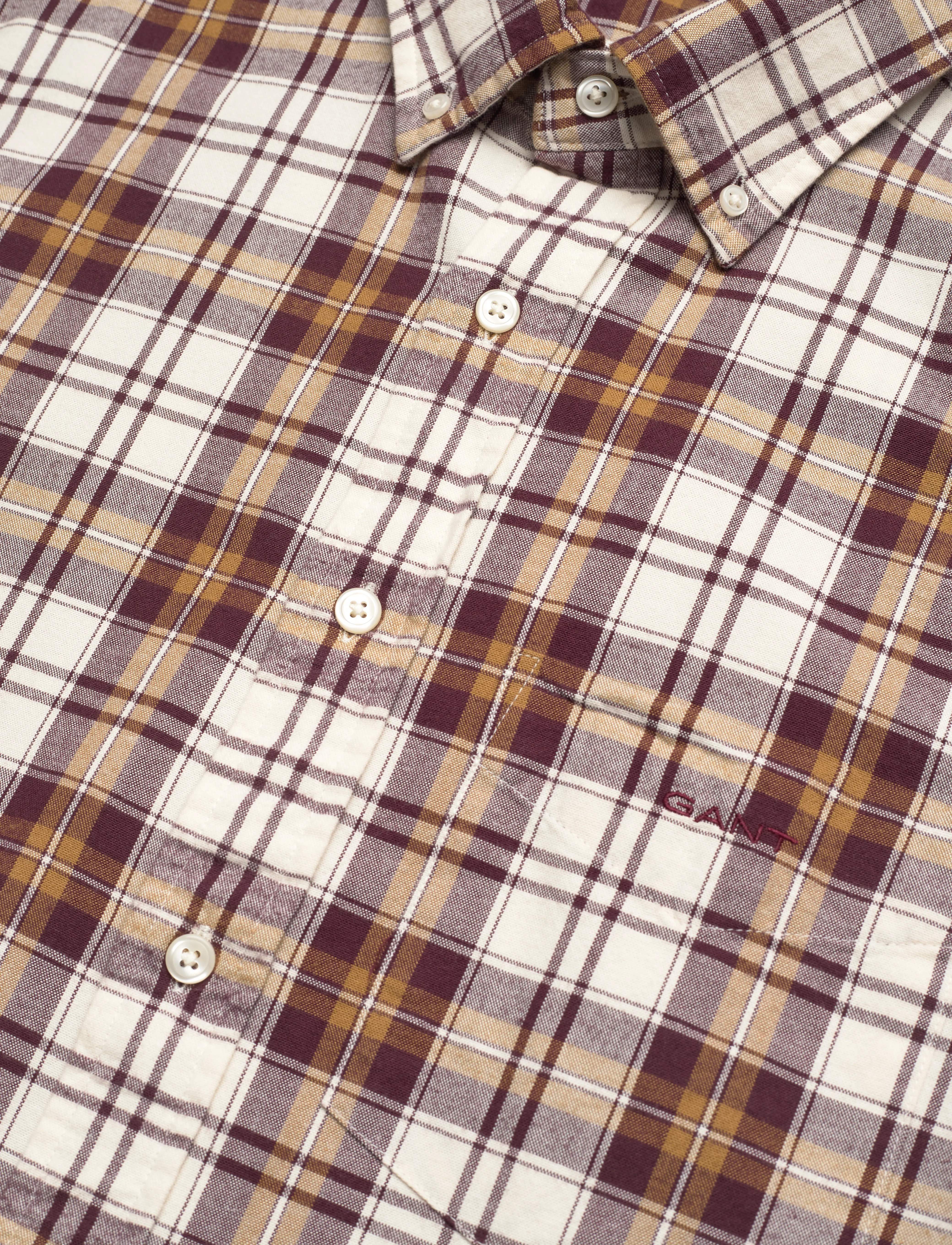 GANT - REG UT BRUSHED OXFORD CHECK SHIRT - mustard beige - 3