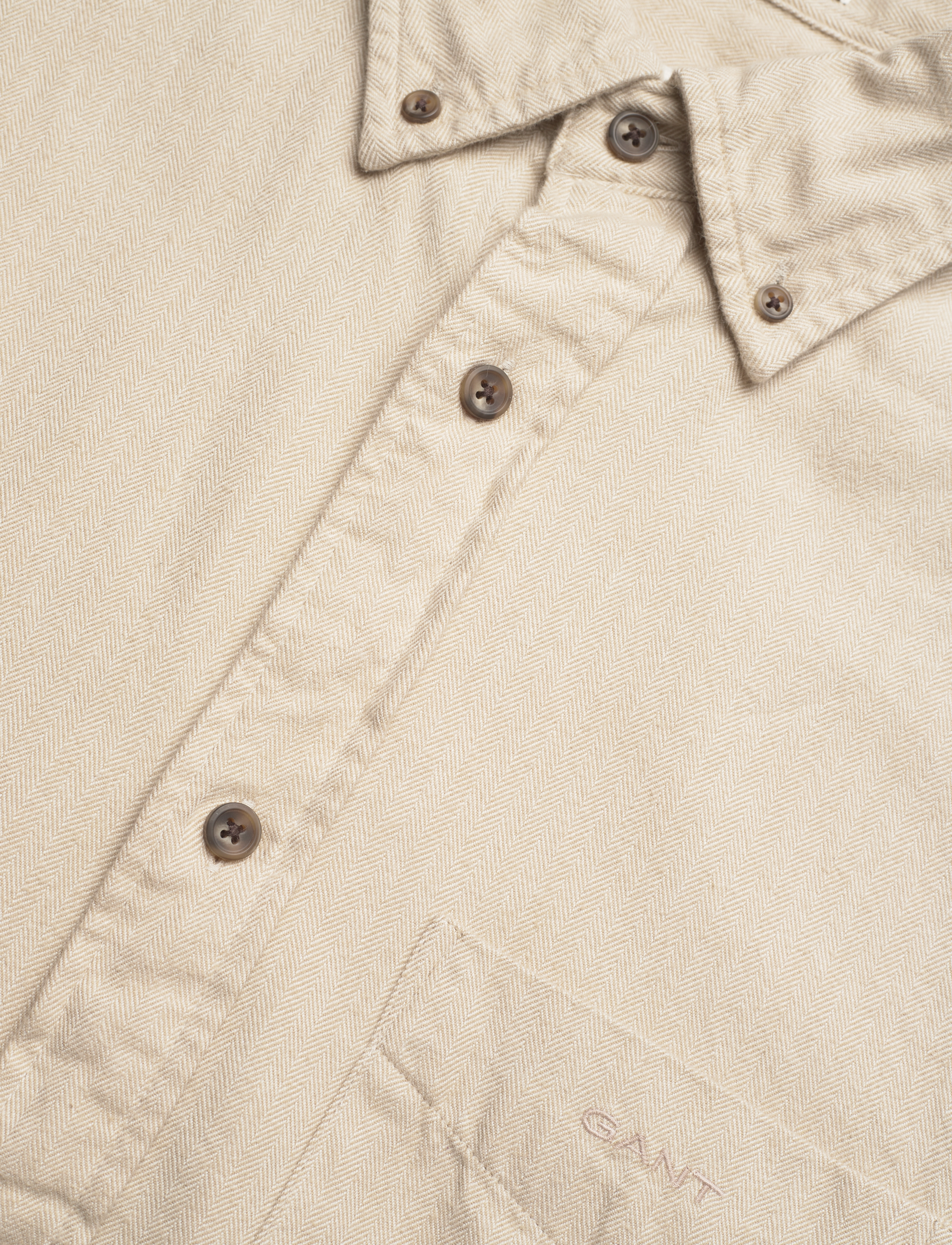 GANT - REG HERRINGBONE FLANNEL SHIRT - cold beige - 3