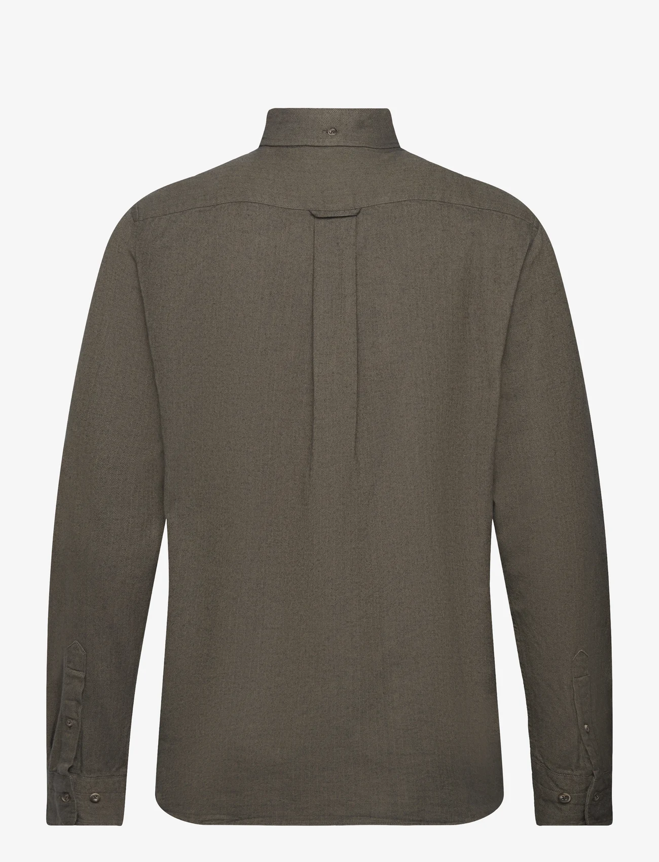 GANT - REG HERRINGBONE FLANNEL SHIRT - basic skjortor - dark cactus - 1
