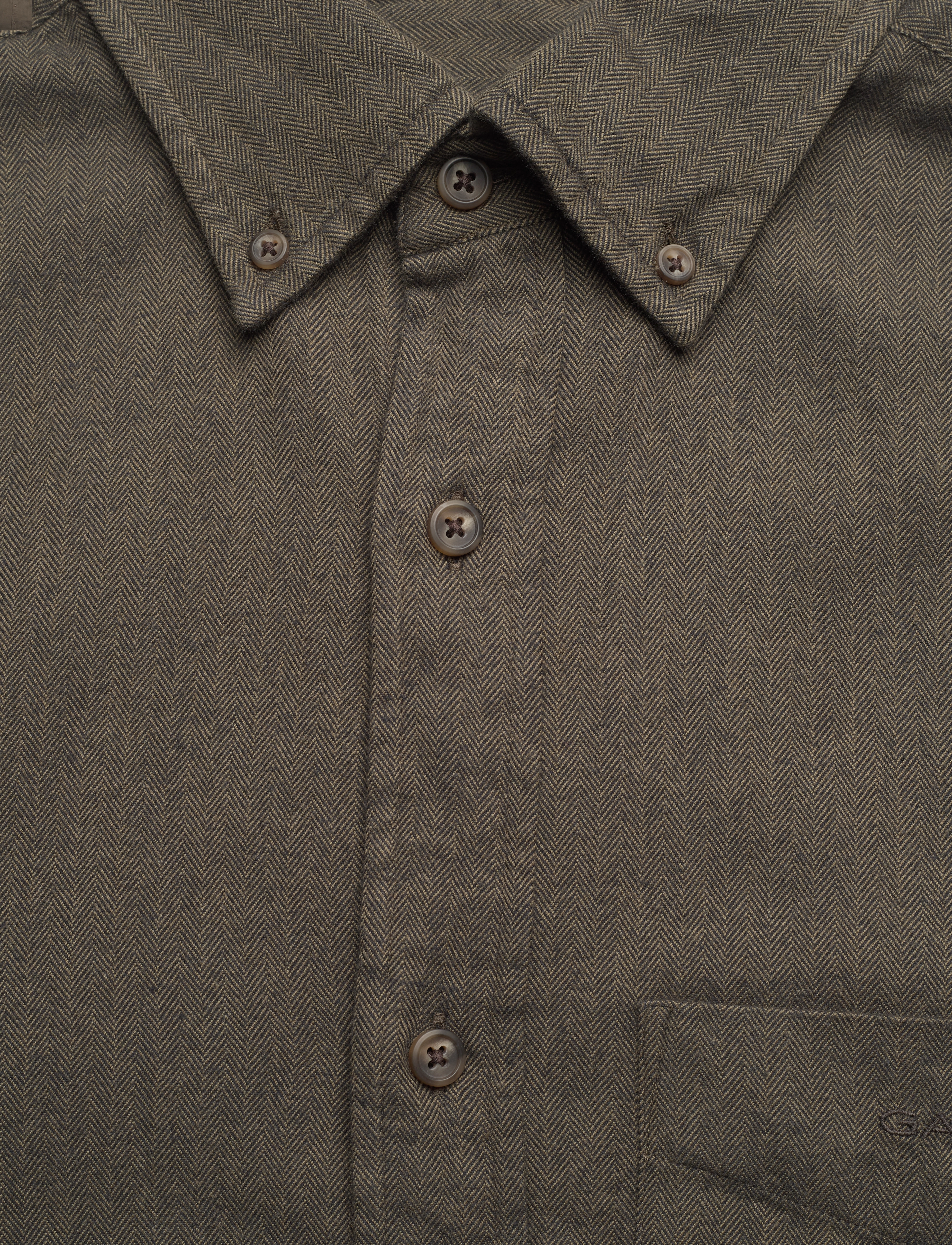 GANT - REG HERRINGBONE FLANNEL SHIRT - dark cactus - 2
