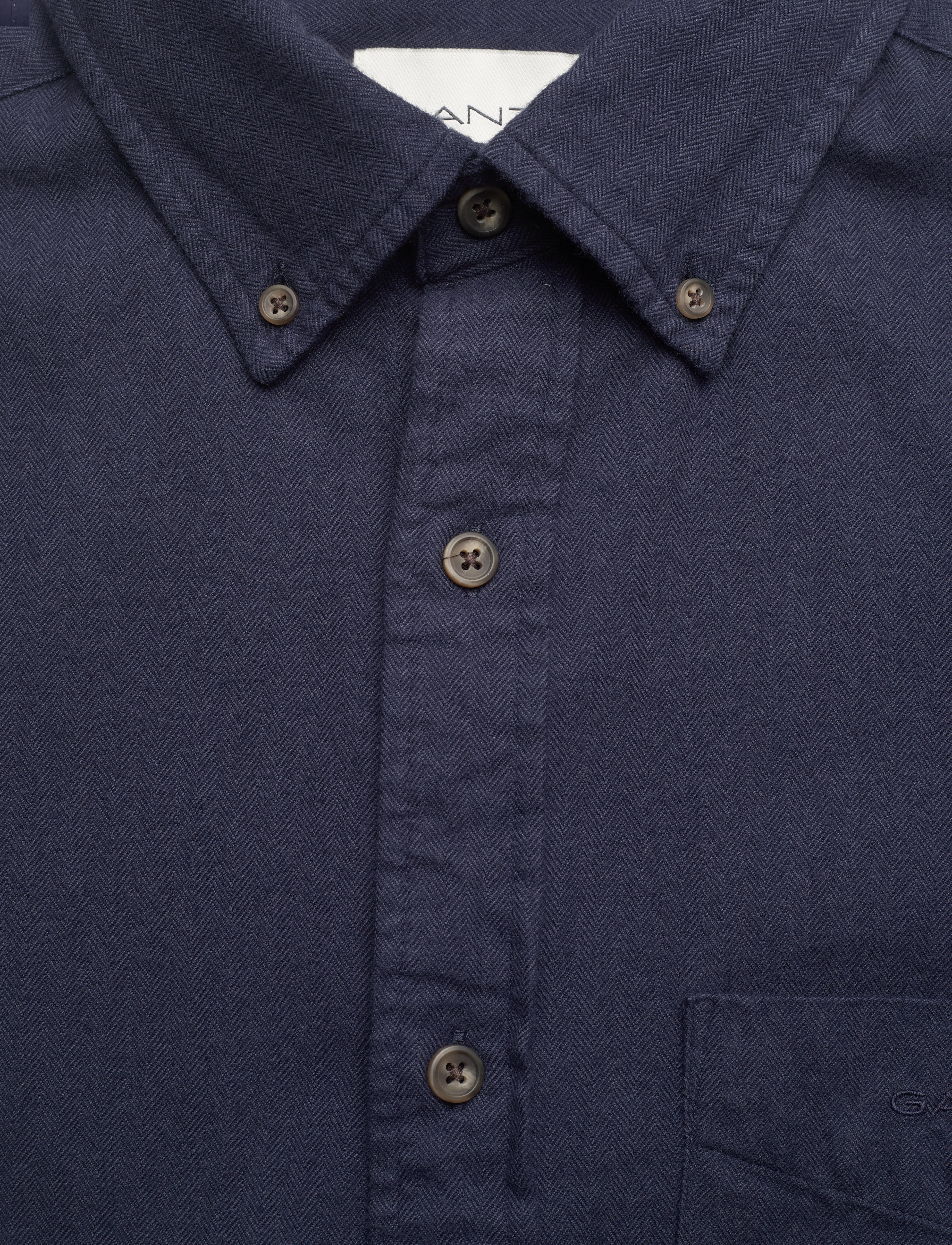 GANT - REG HERRINGBONE FLANNEL SHIRT - marine - 2