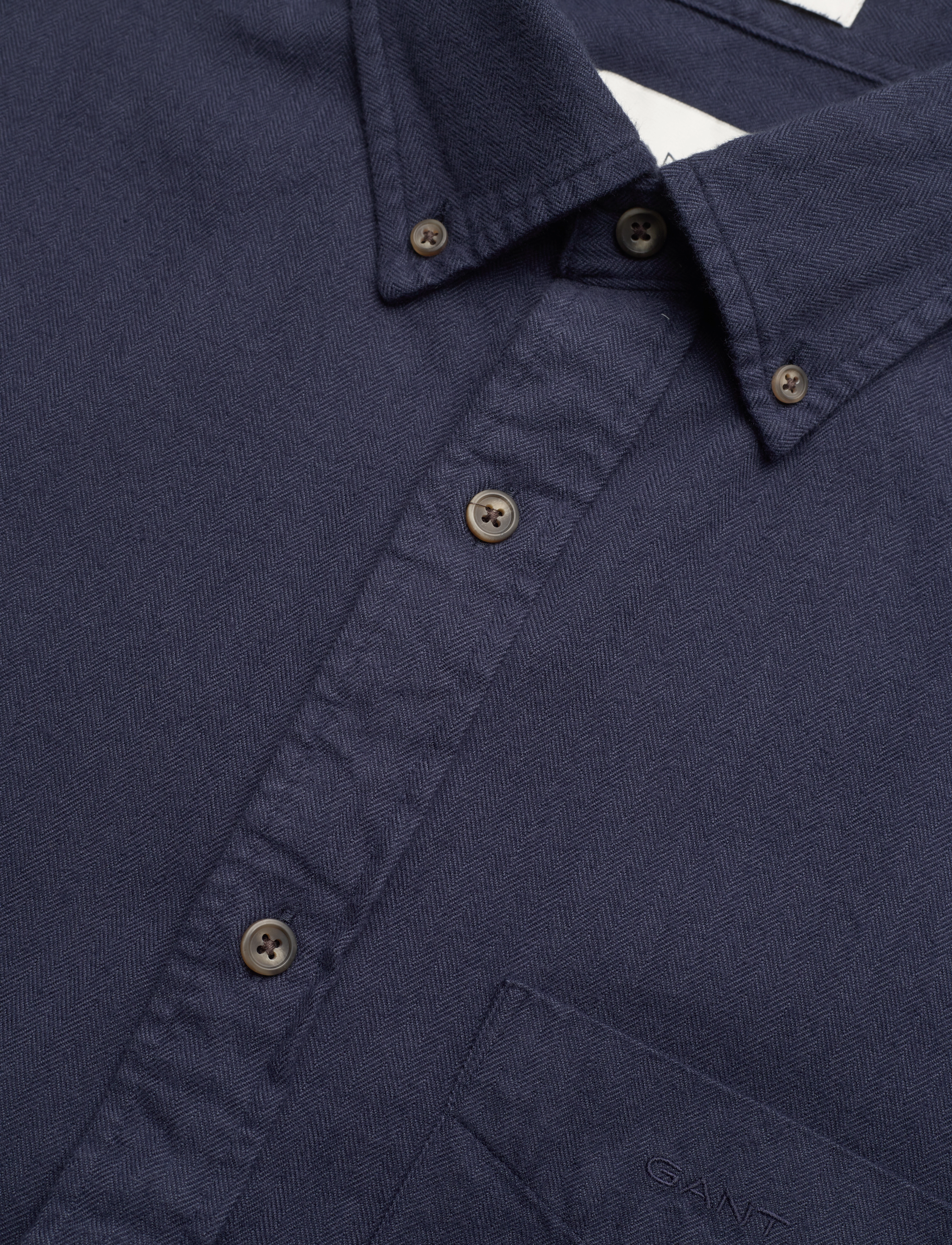 GANT - REG HERRINGBONE FLANNEL SHIRT - marine - 3