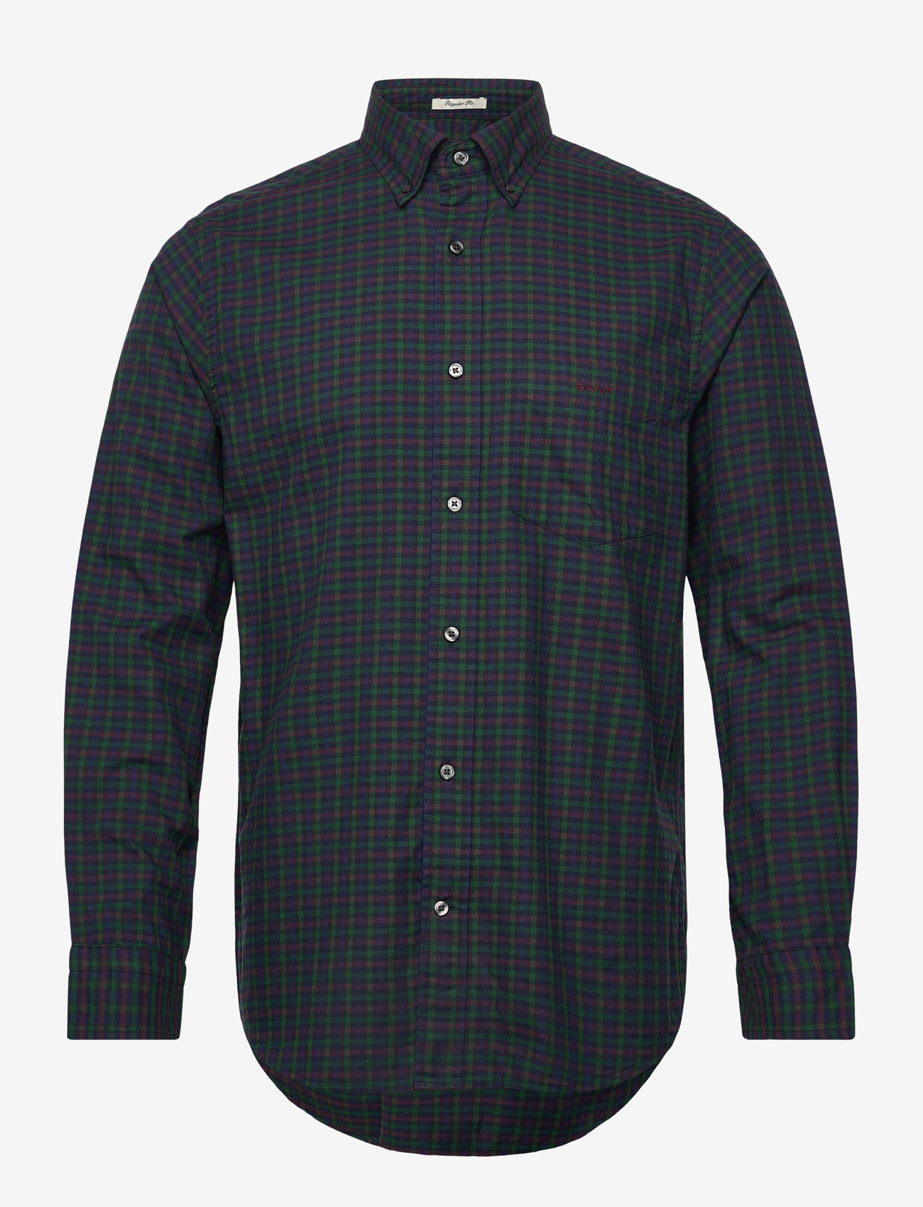 GANT - REG TWILL MICRO MULTI CHECK SHIRT - tavalised t-särgid - forest green - 0