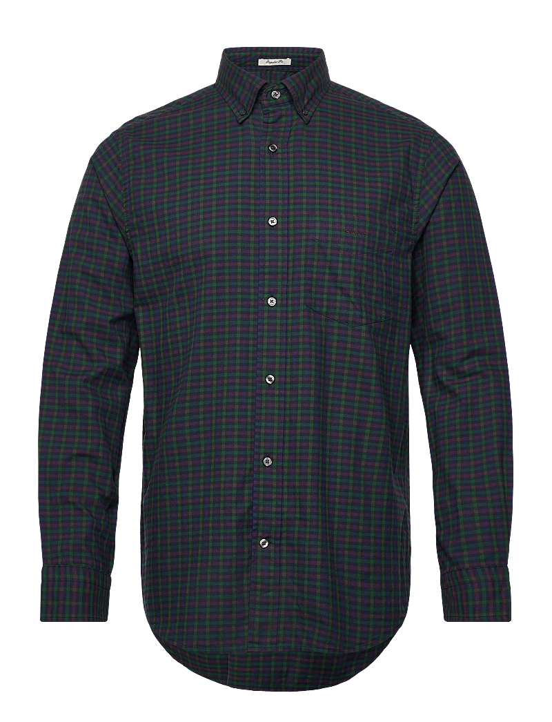 GANT - REG TWILL MICRO MULTI CHECK SHIRT - basic skjortor - forest green - 0