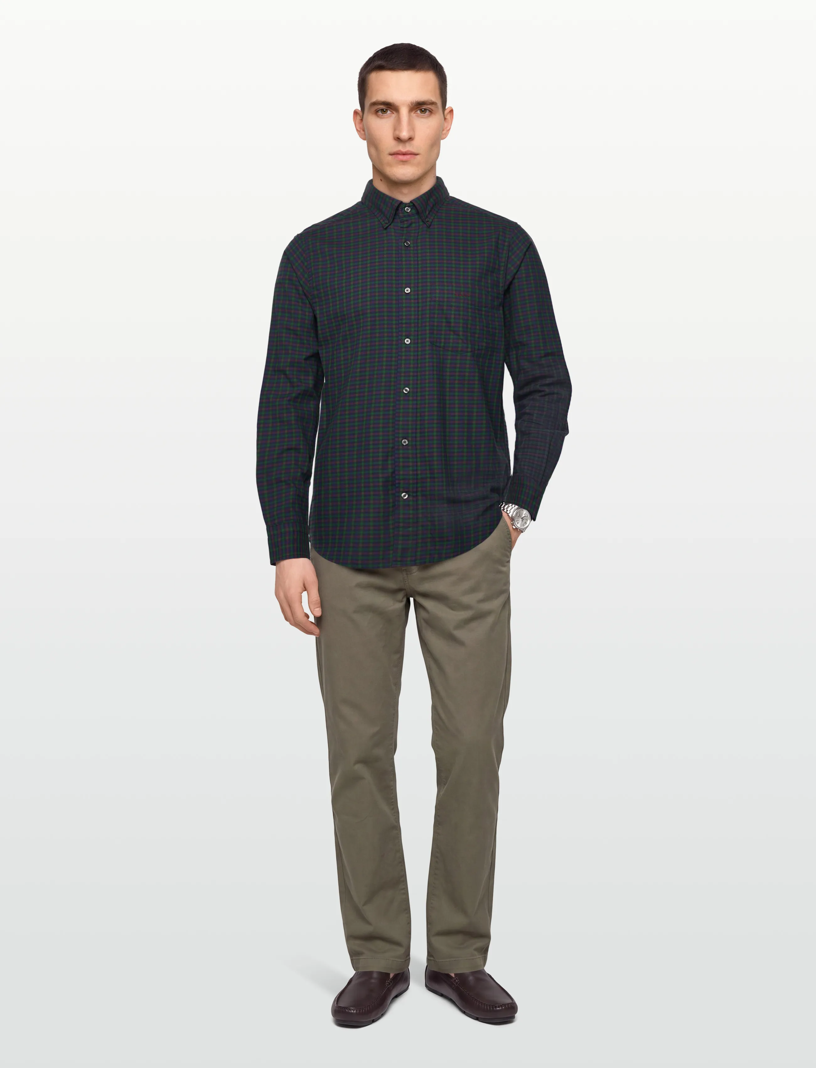 Gant REG TWILL MICRO MULTI CHECK SHIRT - Nach Anlass kaufen - FOREST GREEN / navy