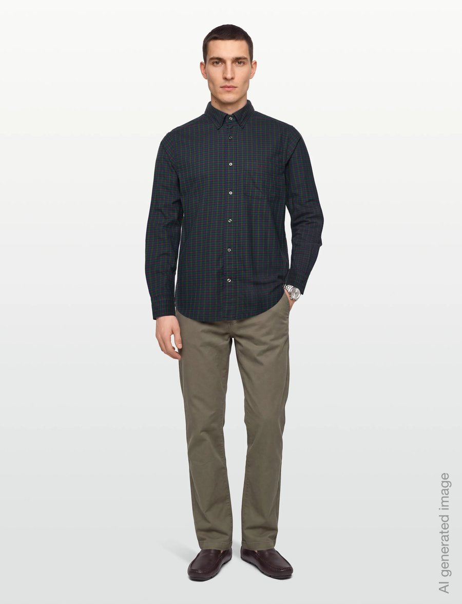 Gant - REG TWILL MICRO MULTI CHECK SHIRT - ternede skjorter - forest green - 0