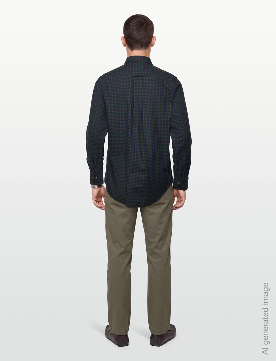 Gant - REG TWILL MICRO MULTI CHECK SHIRT - ternede skjorter - forest green - 4