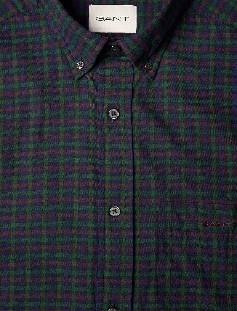 GANT - REG TWILL MICRO MULTI CHECK SHIRT - basic skjortor - forest green - 2