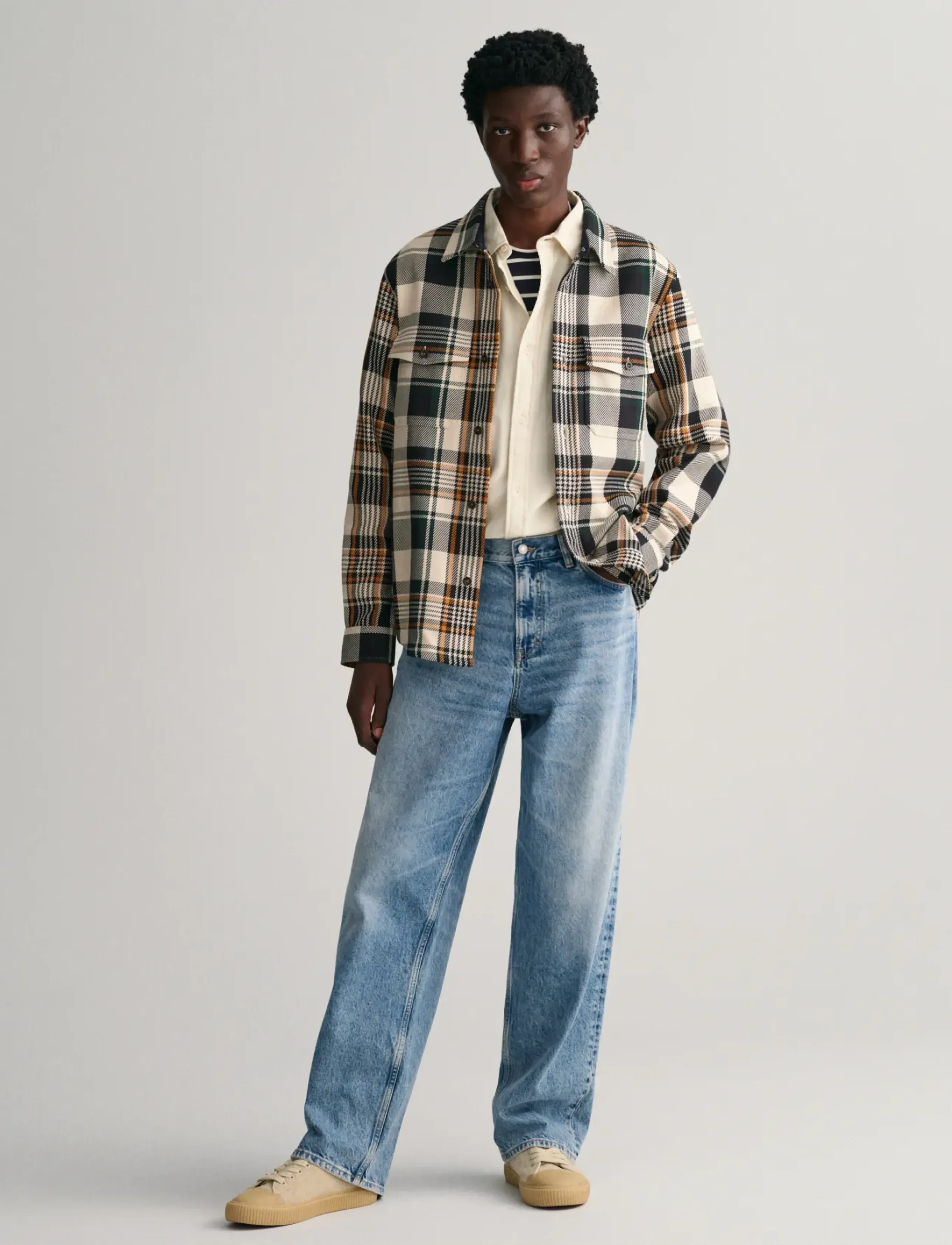 GANT - HEAVY TWILL CHECK OVERSHIRT - putty - 5