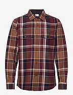 HEAVY TWILL CHECK OVERSHIRT - RED SHADOW