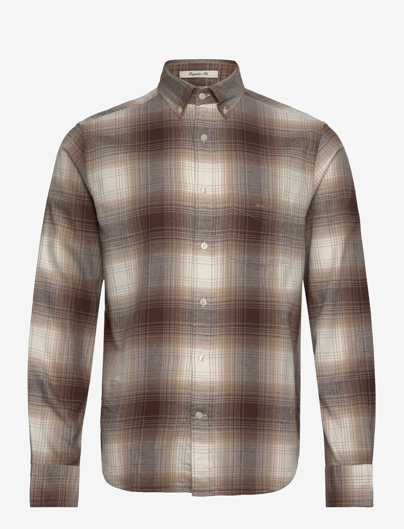 GANT - REG UT SHADOW CHECK FLANNEL SHIRT - flanellskjortor - desert brown - 1