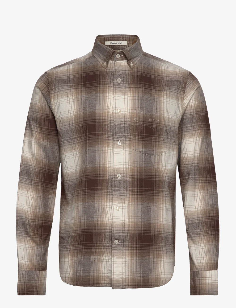 GANT - REG UT SHADOW CHECK FLANNEL SHIRT - flannel shirts - desert brown - 1