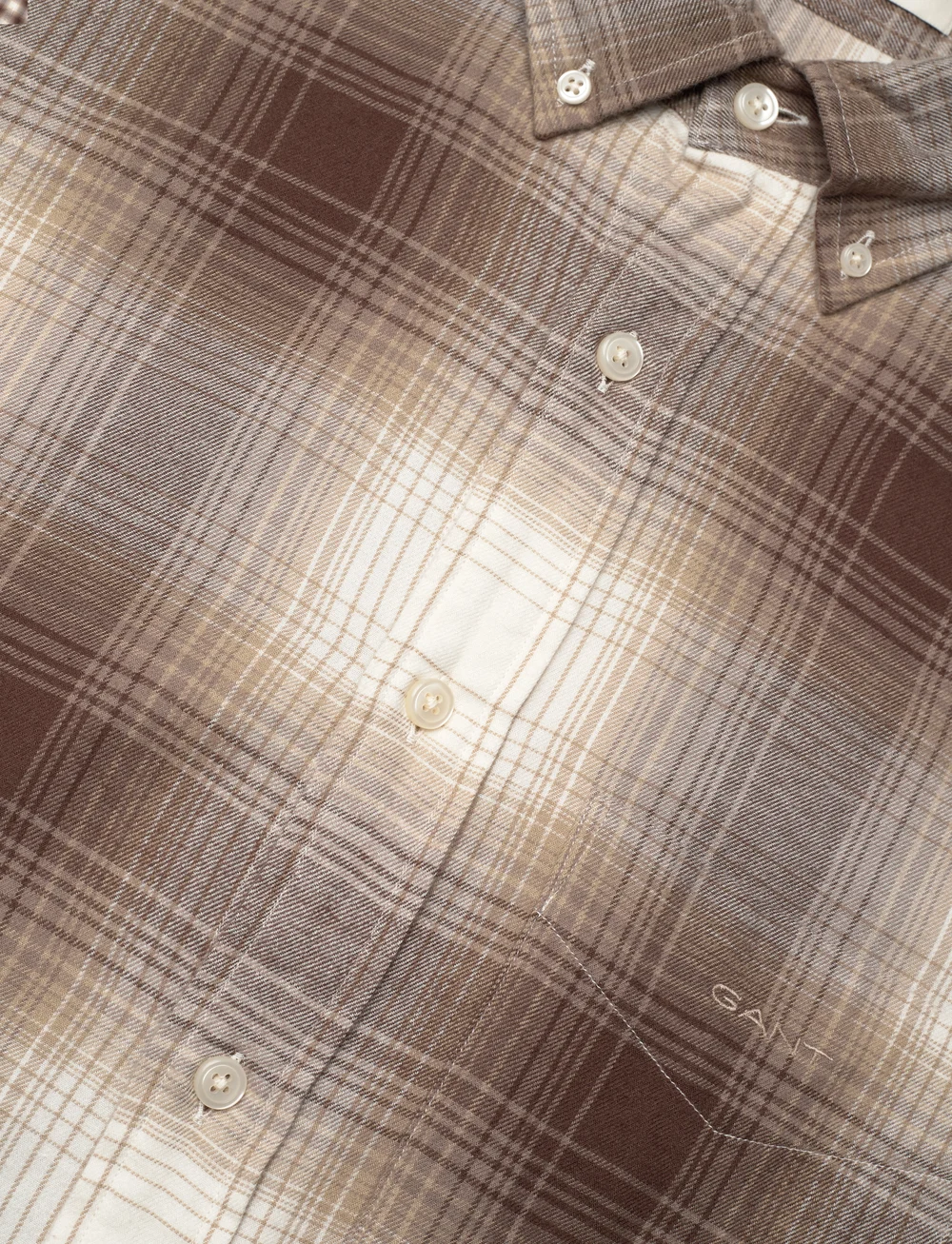 GANT - REG UT SHADOW CHECK FLANNEL SHIRT - flannel shirts - desert brown - 5