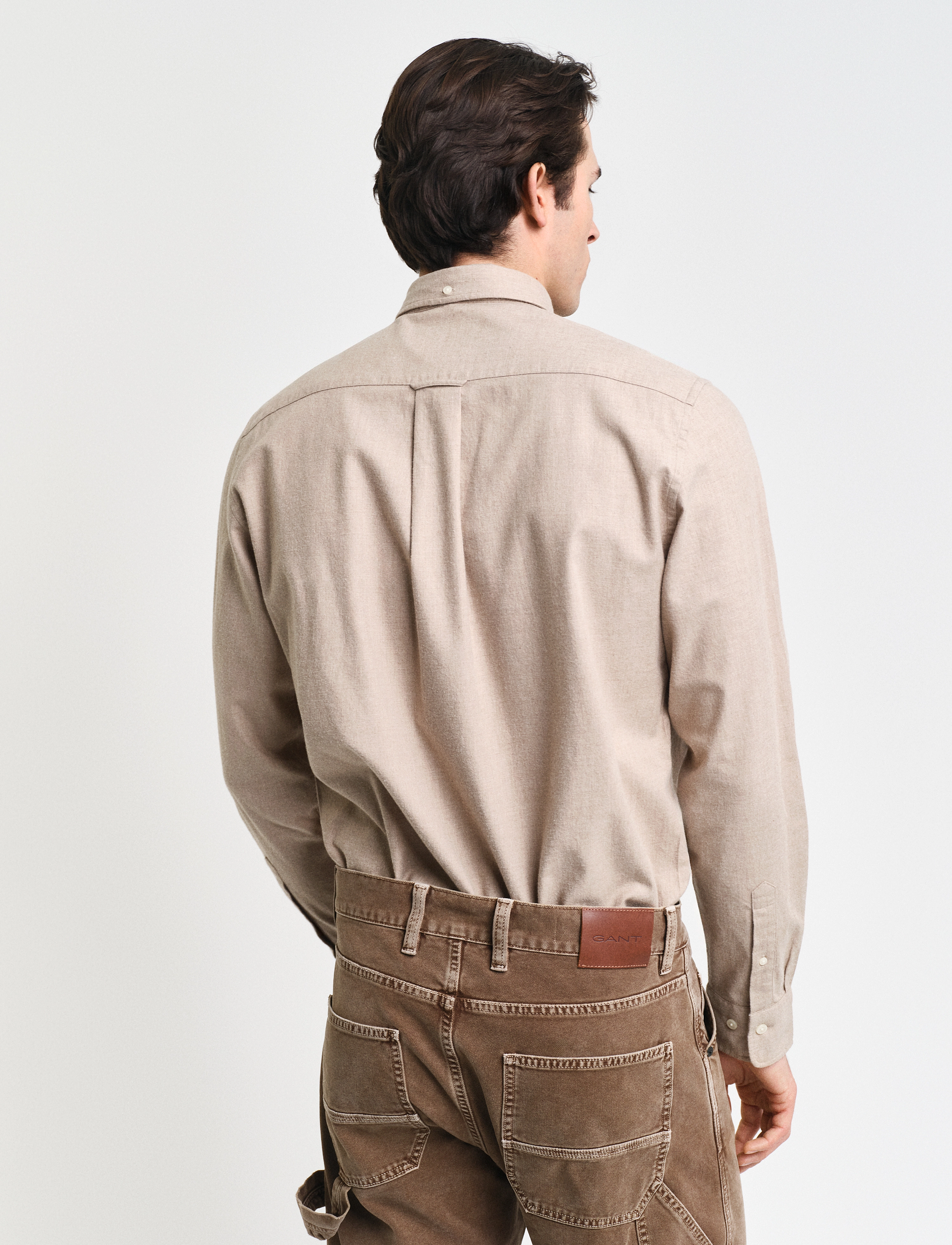 GANT - REG FLANNEL MELANGE SHIRT - dry sand - 3