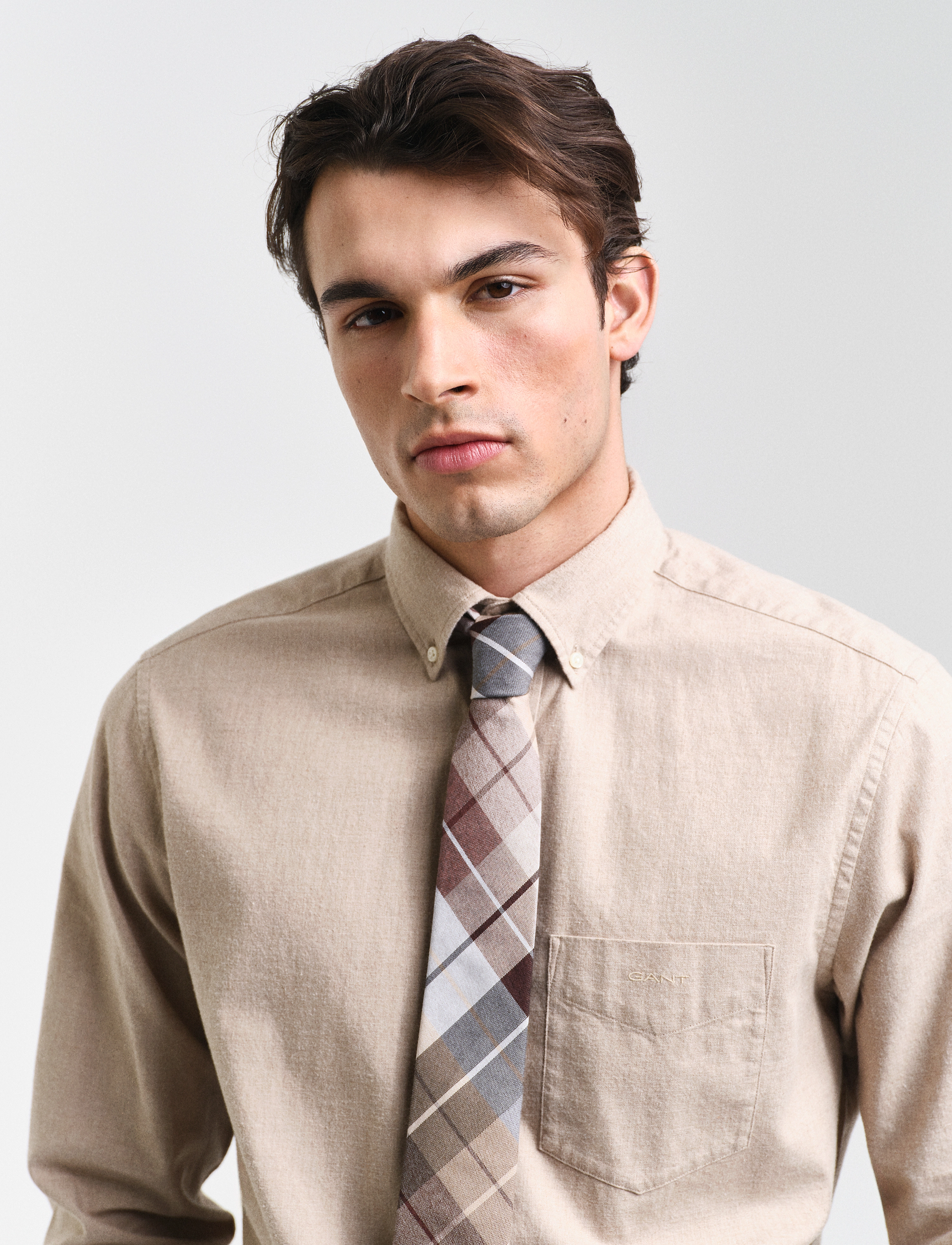 GANT - REG FLANNEL MELANGE SHIRT - dry sand - 4