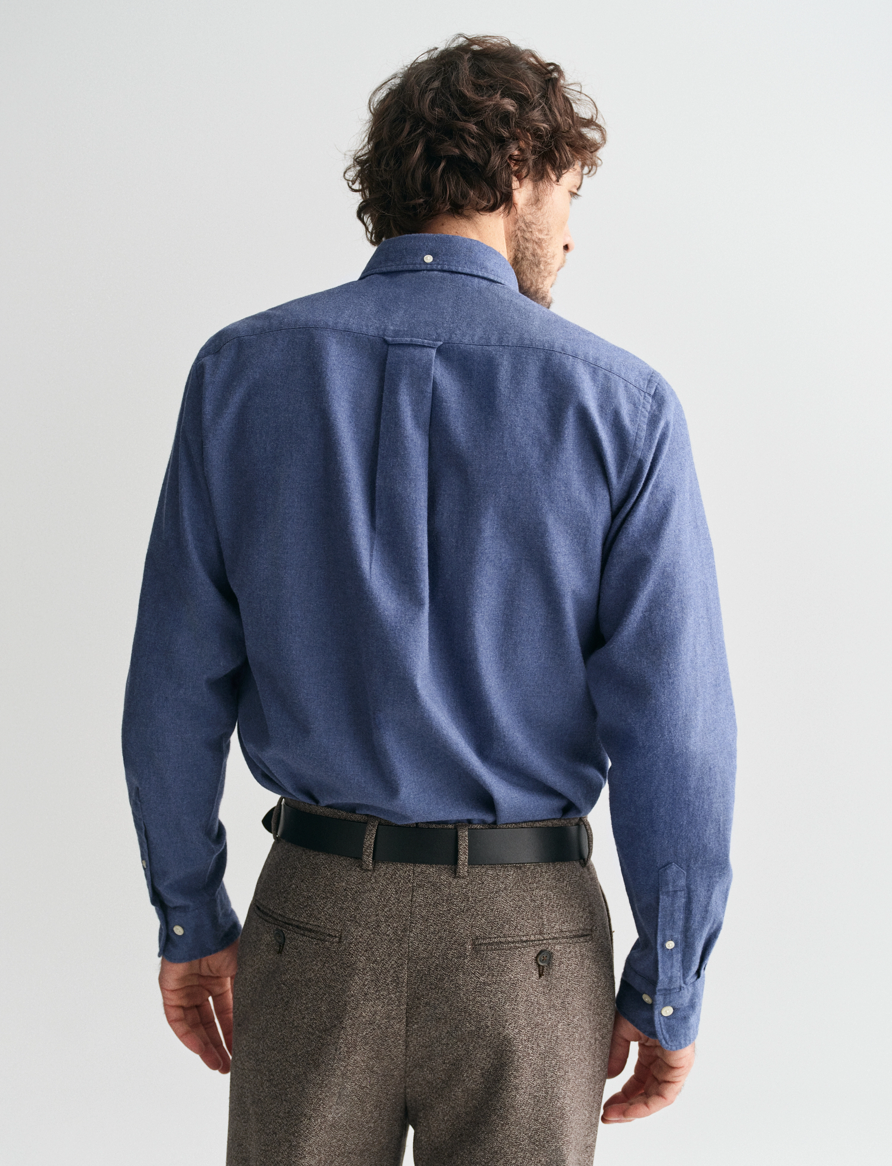GANT - REG FLANNEL MELANGE SHIRT - dusty navy - 2