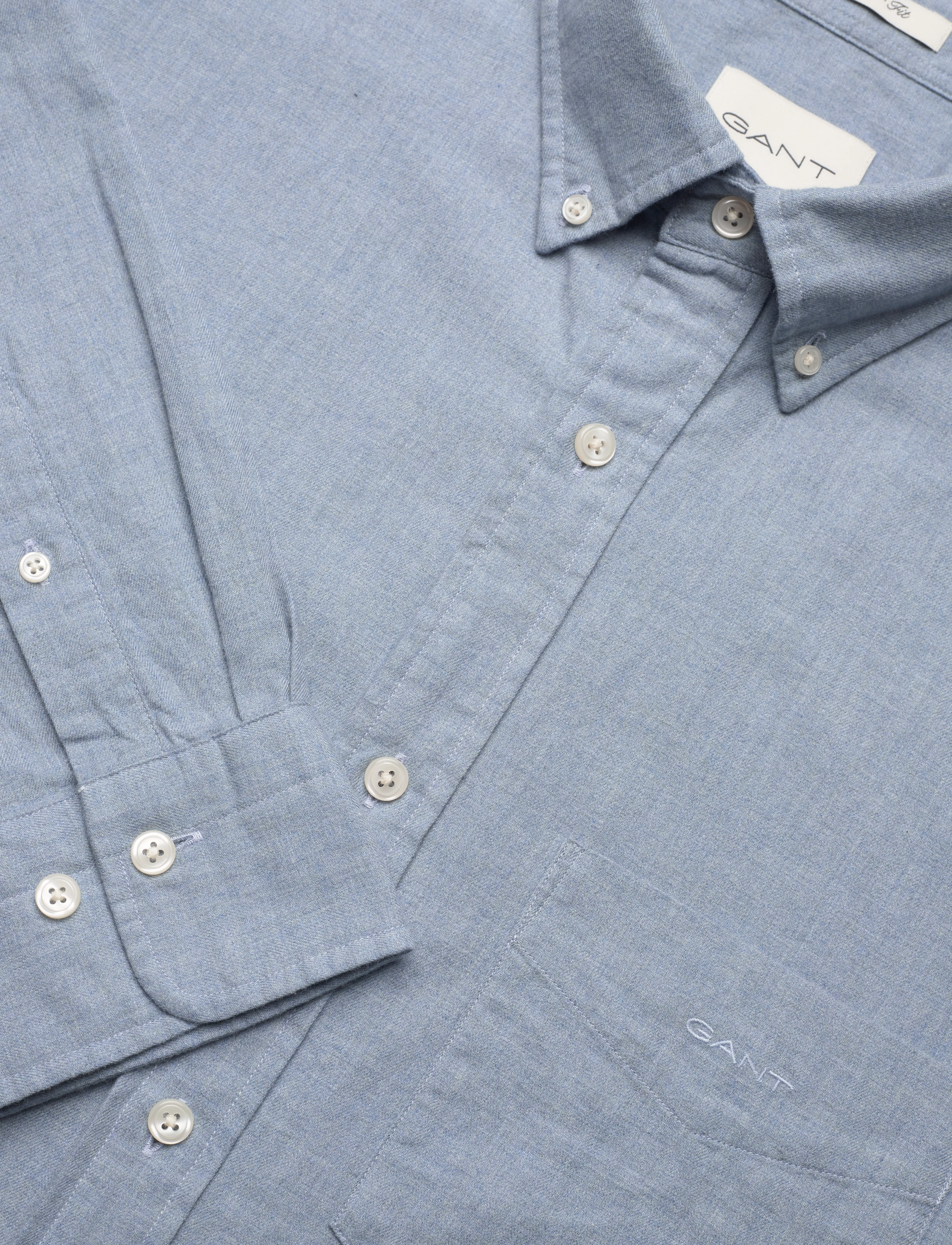 GANT - REG FLANNEL MELANGE SHIRT - salty sea - 3