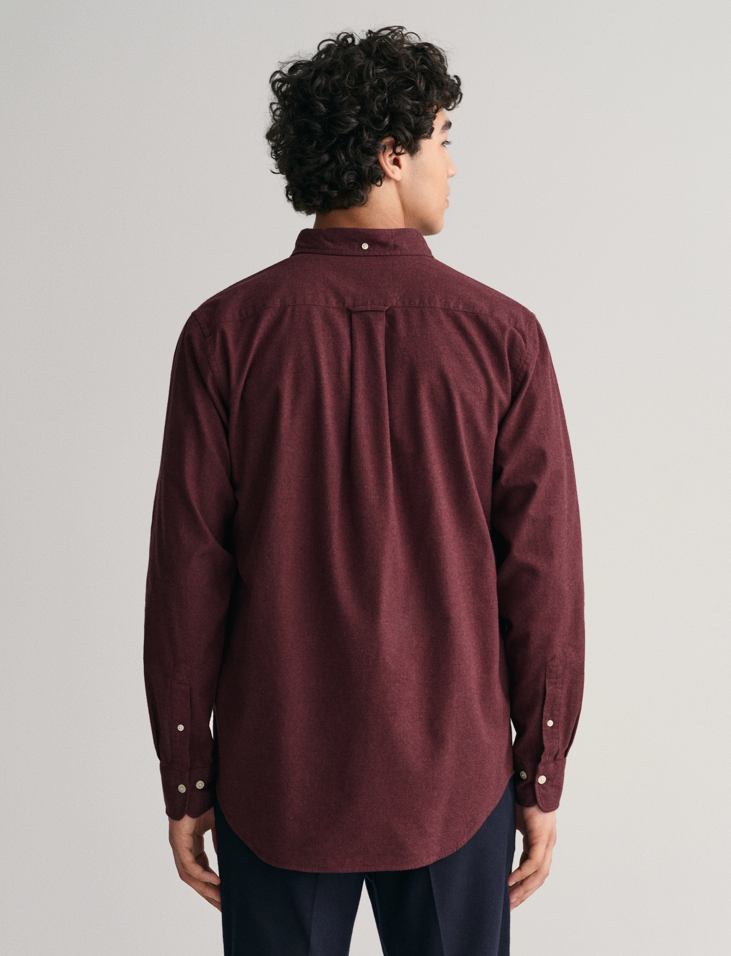 GANT - REG FLANNEL MELANGE SHIRT - wine red - 3