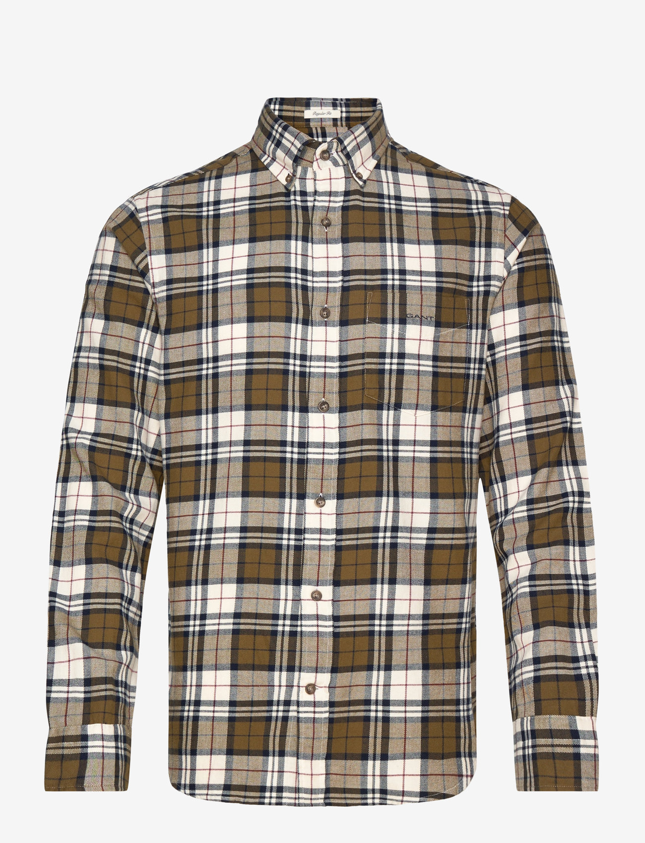 GANT - REG FLANNEL CHECK SHIRT - basic skjorter - dark cactus - 0