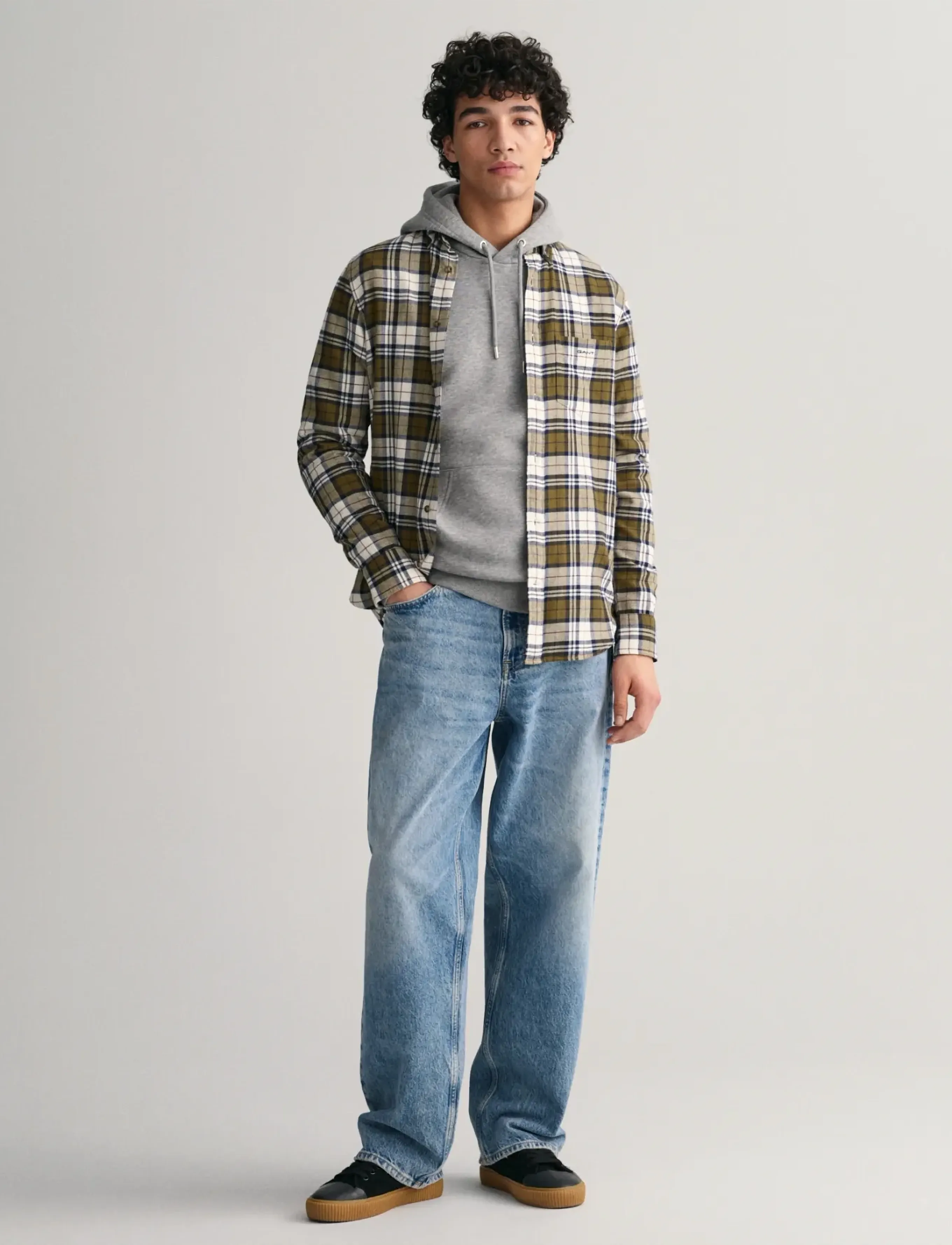 GANT - REG FLANNEL CHECK SHIRT - dark cactus - 5