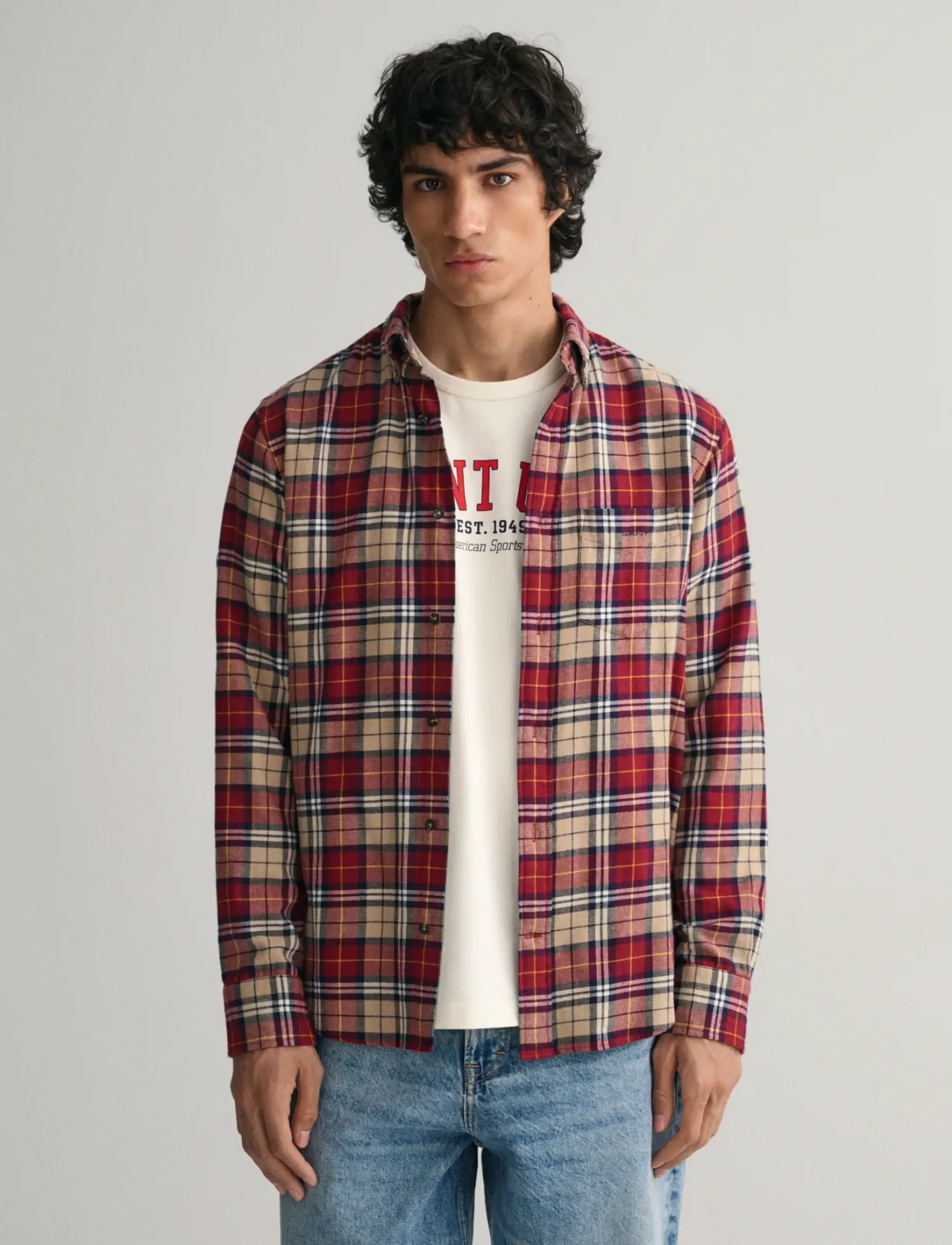 GANT REG FLANNEL CHECK SHIRT - Kleidung - PLUMPED RED / burgundy