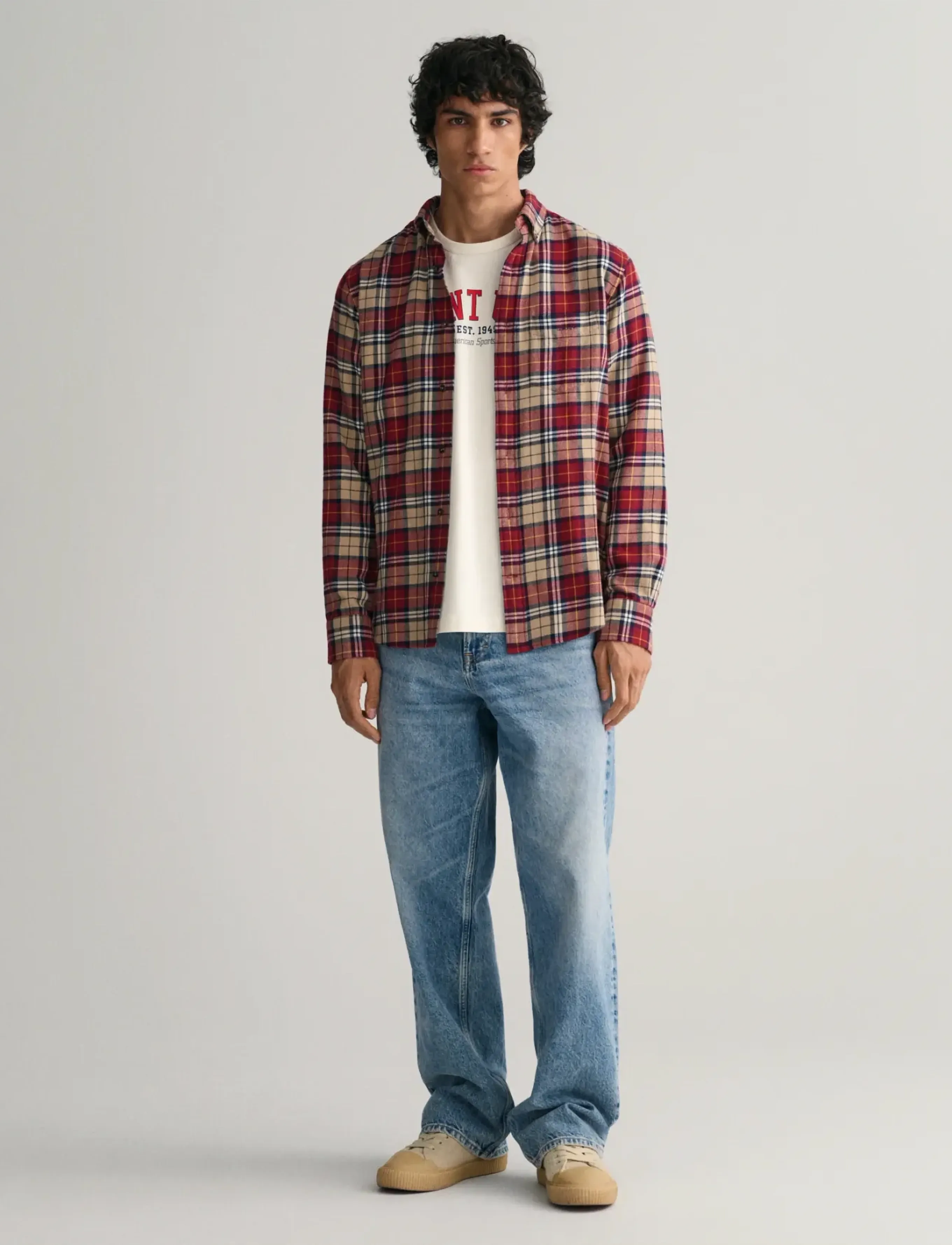 GANT - REG FLANNEL CHECK SHIRT - plumped red - 5