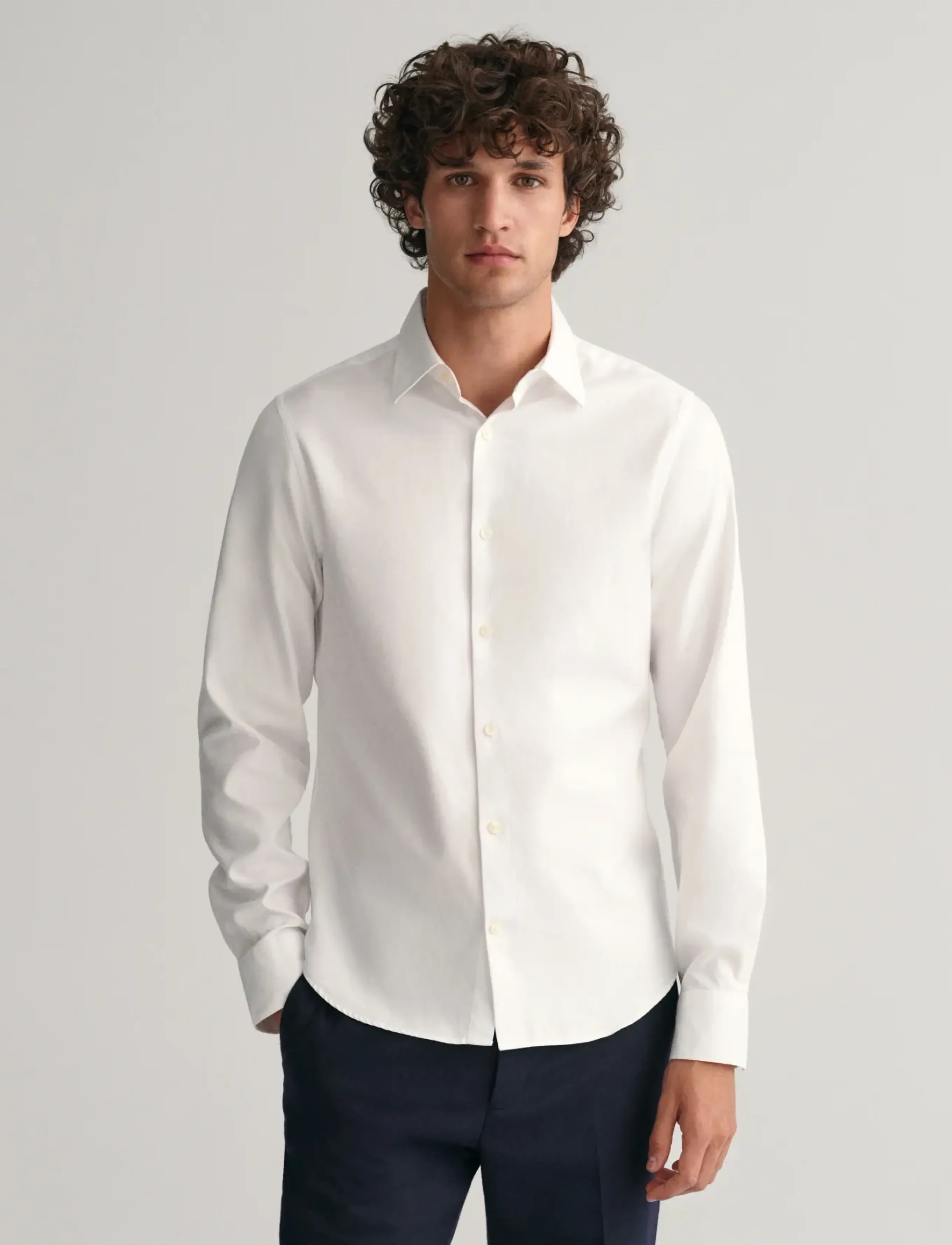 Gant Slim Formal Twill Shirt, Mænd, Slim Fit Formel Skjorte, Hvid, Str: XL