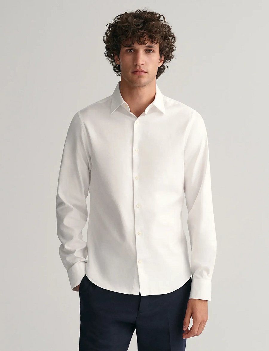 Gant - SLIM FORMAL TWILL SHIRT - kostymskjortor - white - 0