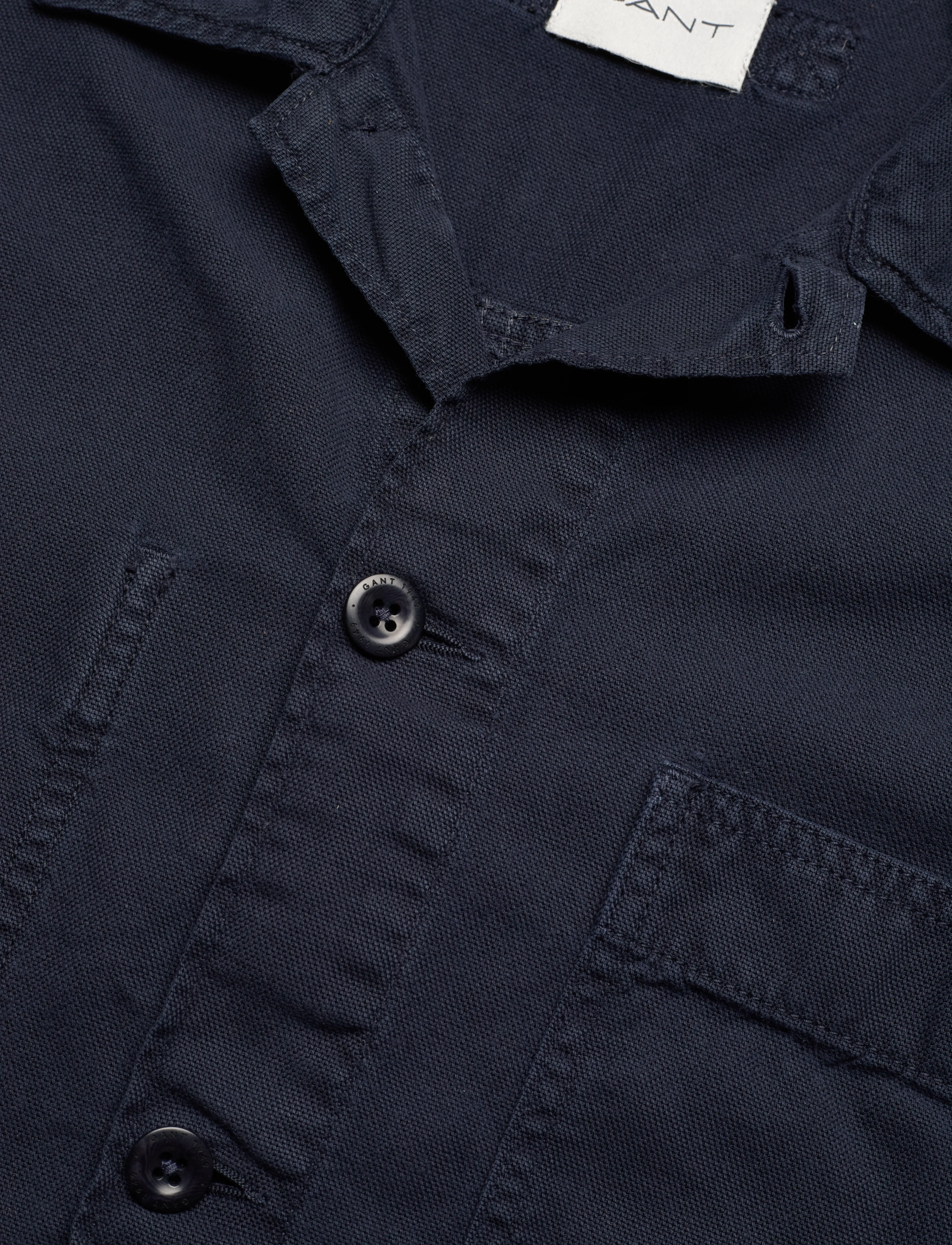 GANT - GMNT DYED COTTON LINEN OVERSHIRT - marine - 2