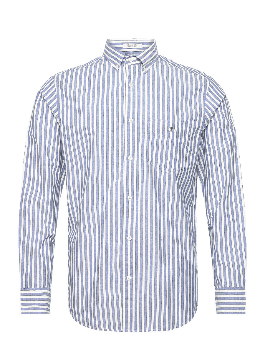 Gant - REG COTTON LINEN STRIPE SHIRT - rich blue - 0
