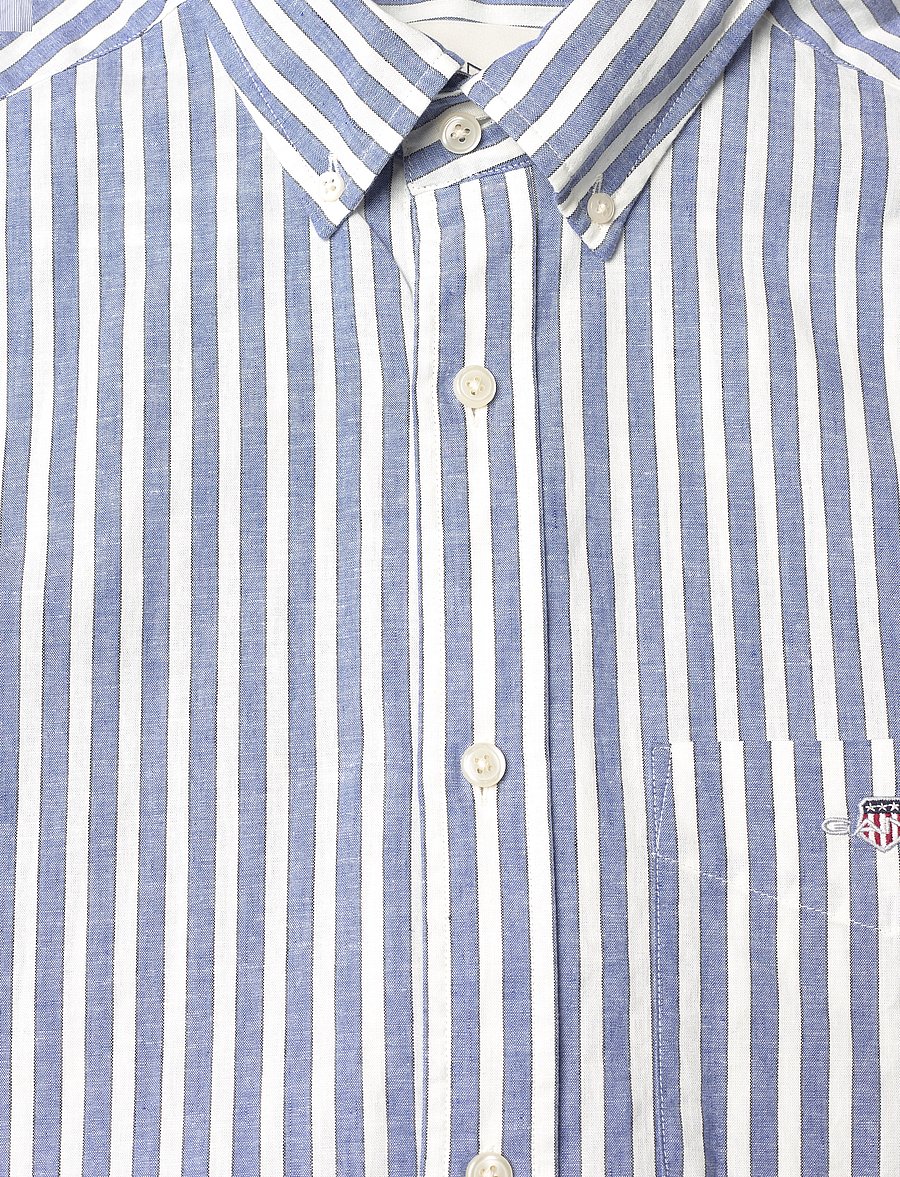 Gant - REG COTTON LINEN STRIPE SHIRT - rich blue - 2