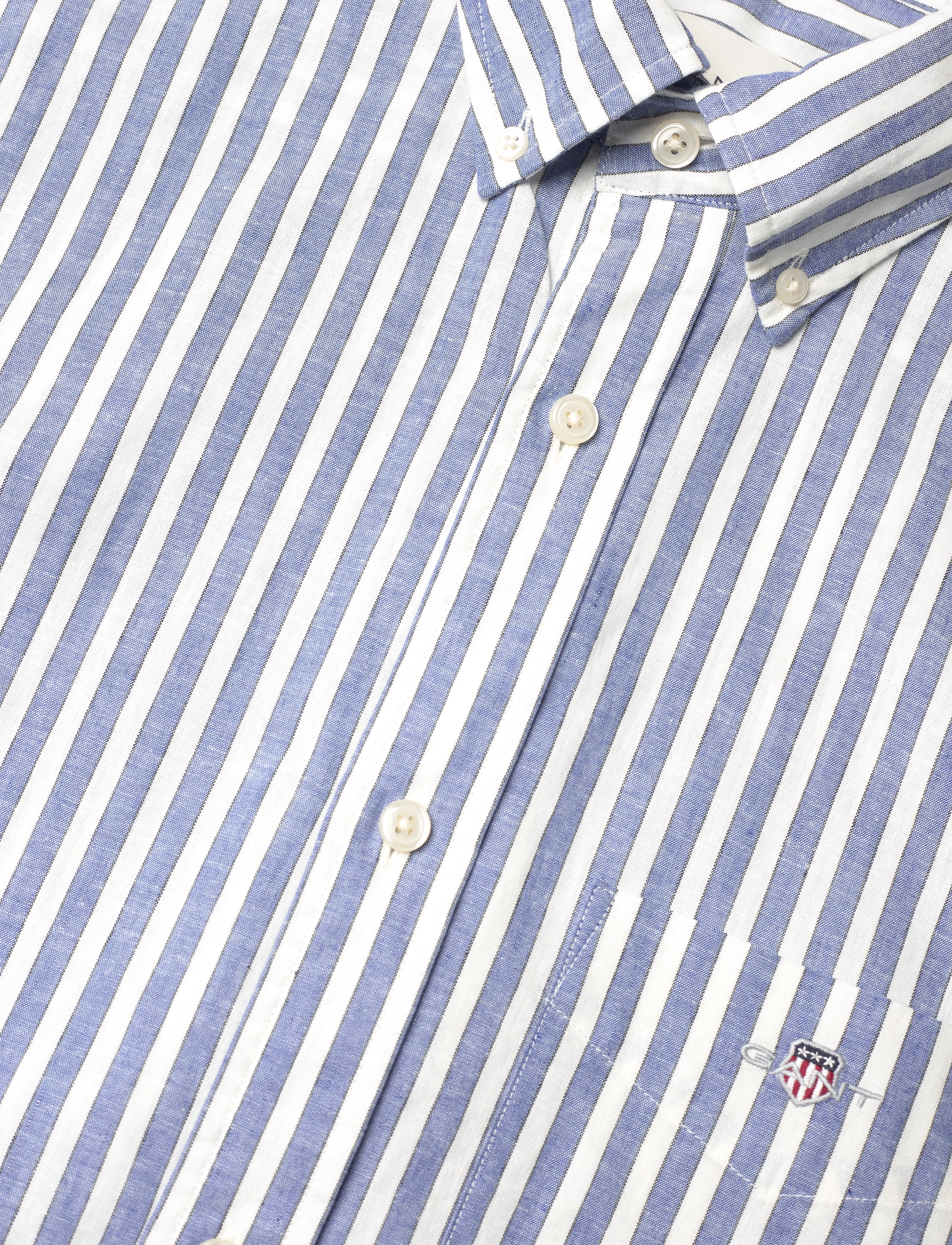 GANT - REG COTTON LINEN STRIPE SHIRT - rich blue - 3
