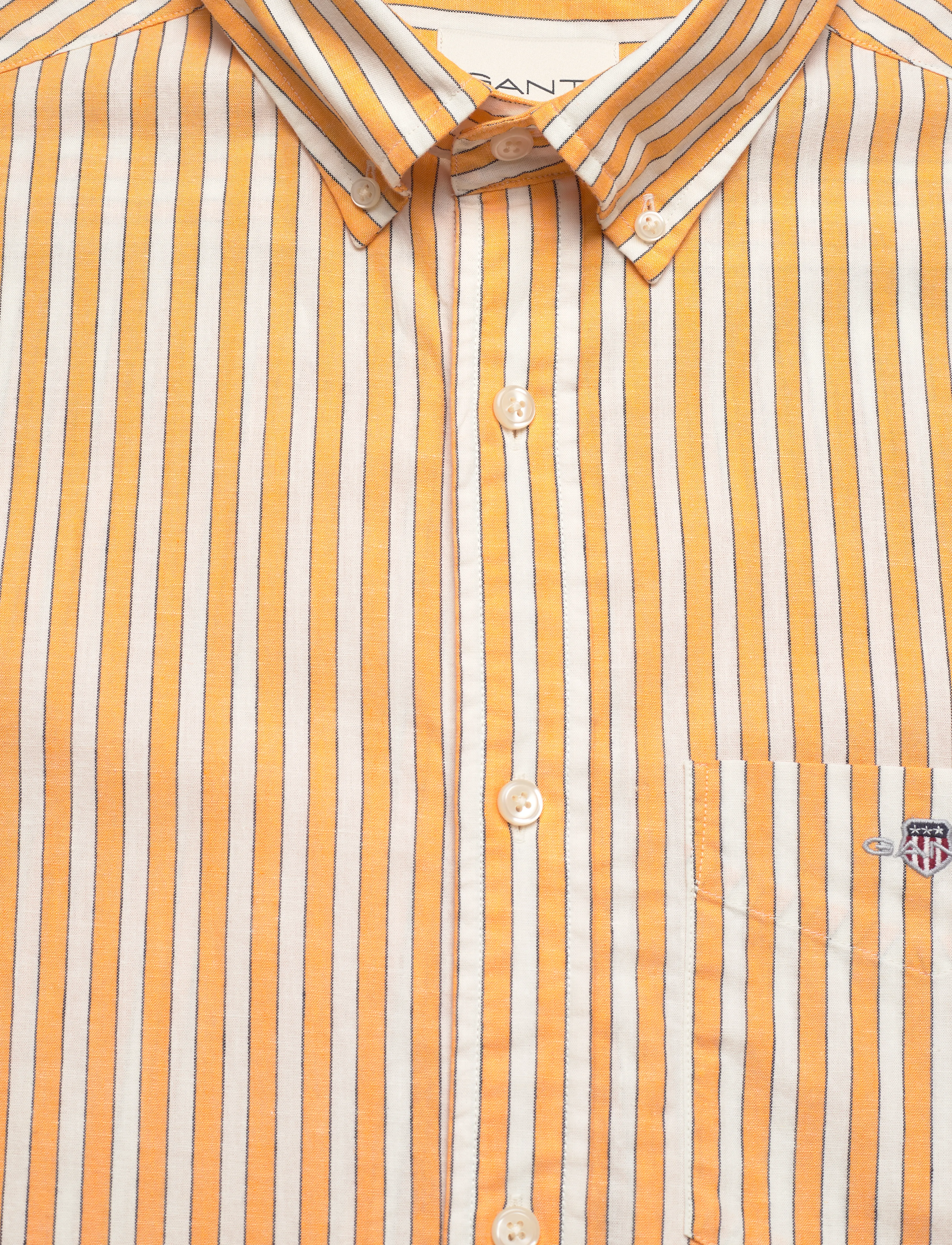 GANT - REG COTTON LINEN STRIPE SS SHIRT - medal yellow - 3