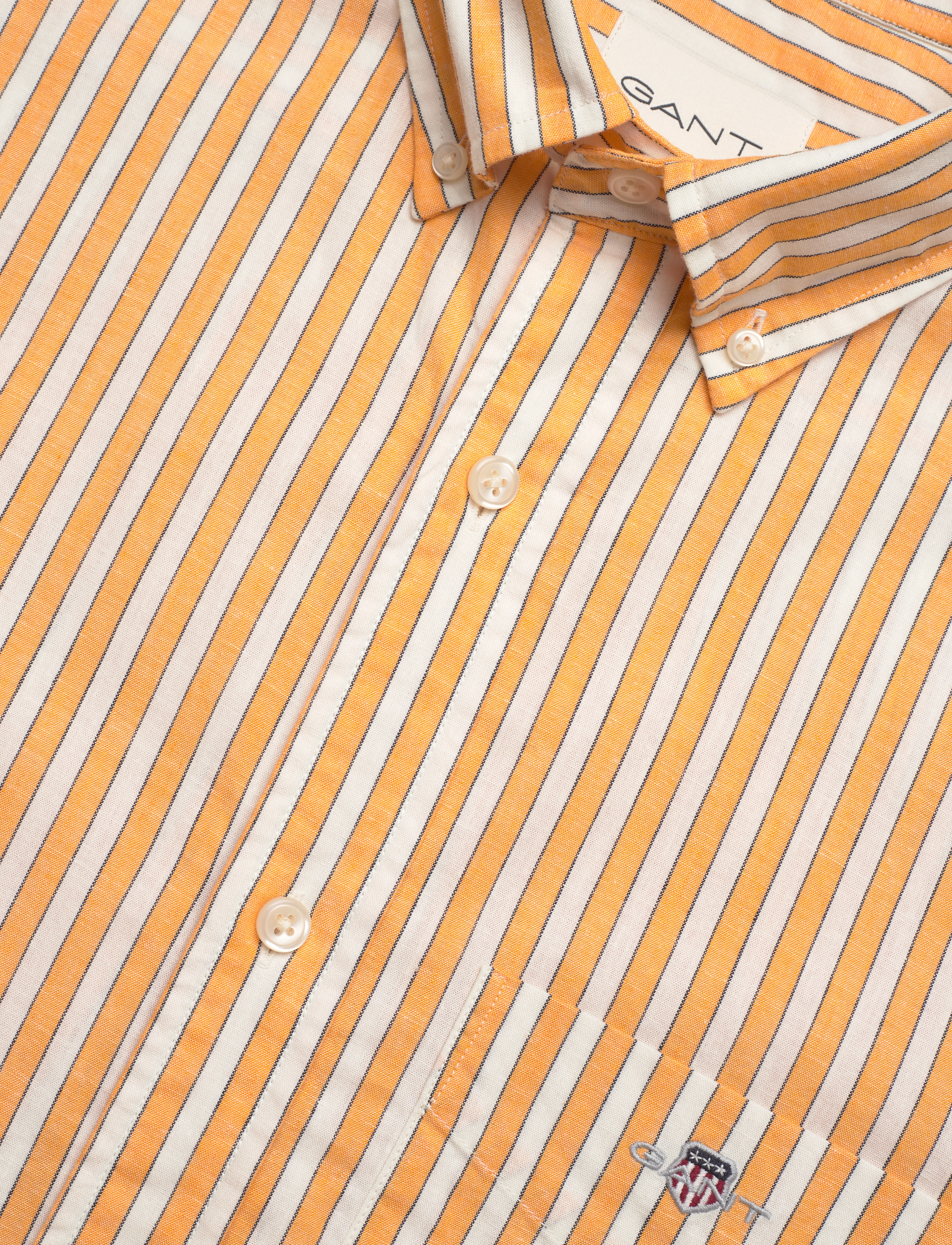 GANT - REG COTTON LINEN STRIPE SS SHIRT - medal yellow - 2