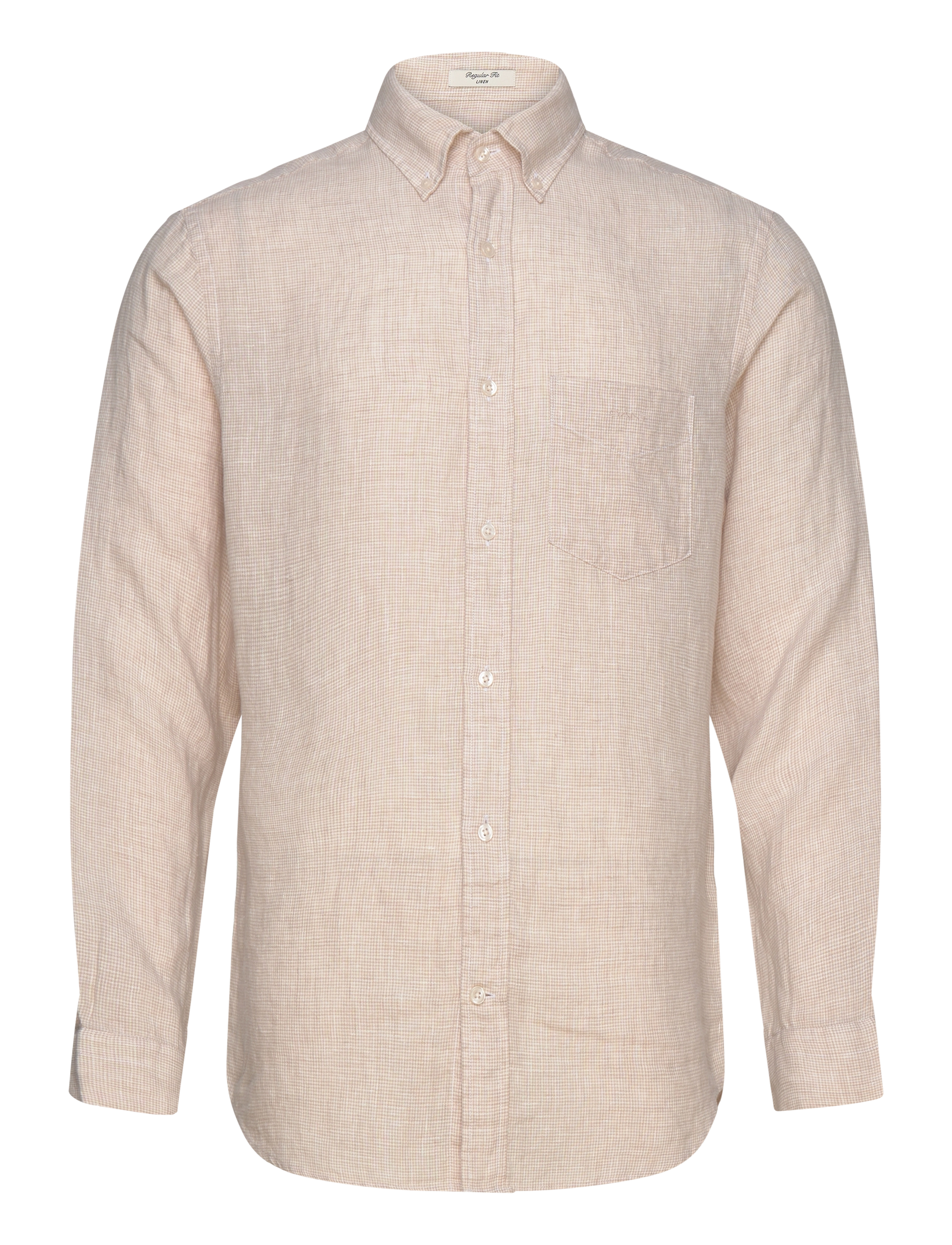 GANT - REG LINEN HOUNDSTOOTH SHIRT - dry sand - 1