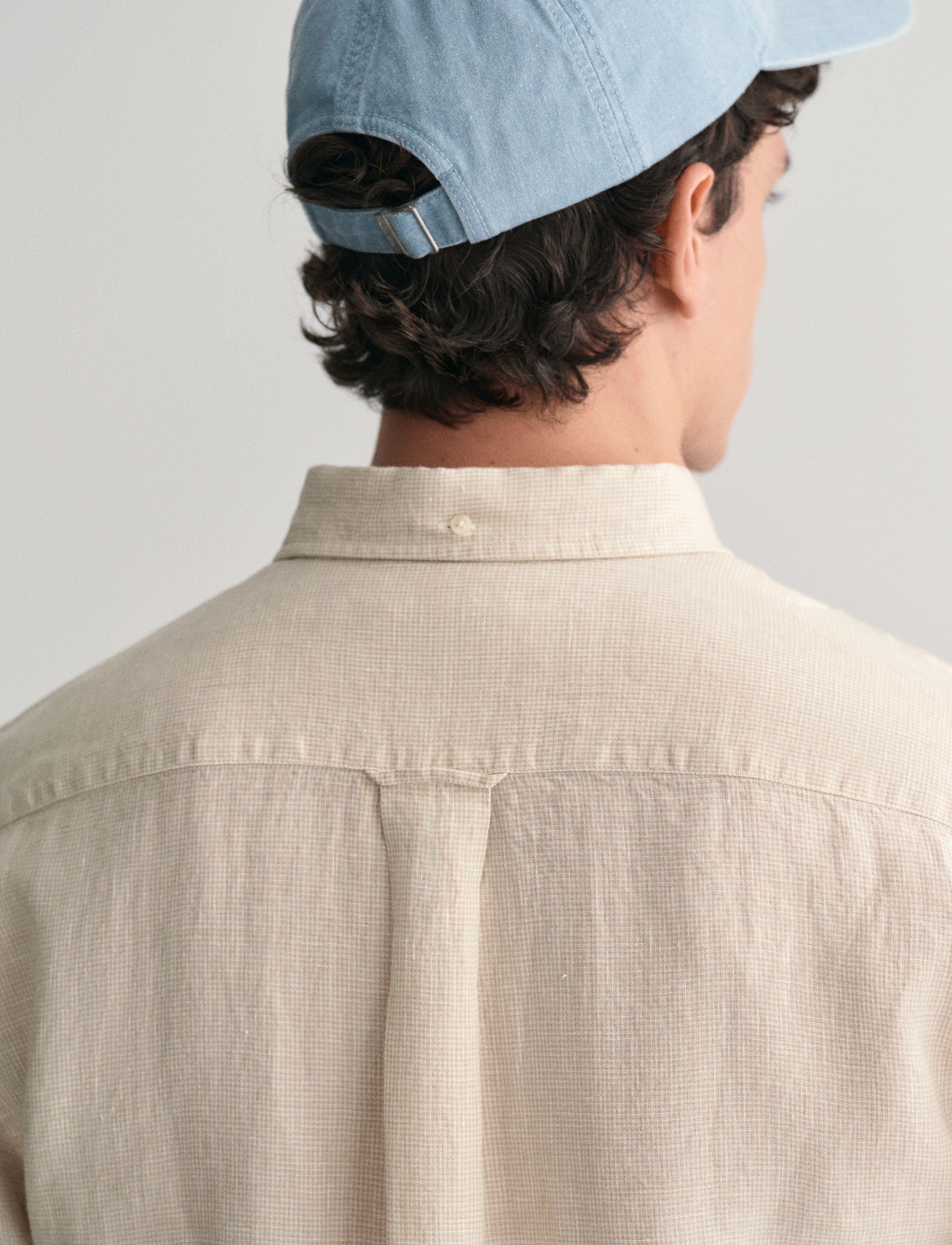 GANT - REG LINEN HOUNDSTOOTH SHIRT - dry sand - 4