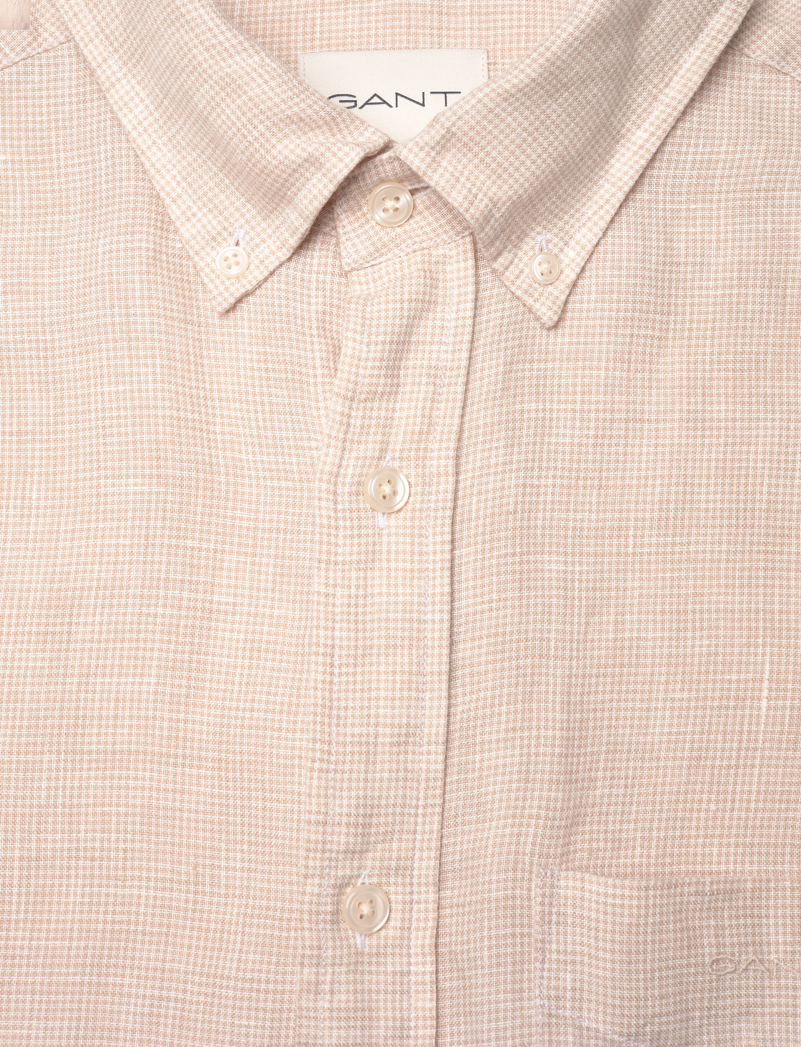 GANT - REG LINEN HOUNDSTOOTH SHIRT - dry sand - 5
