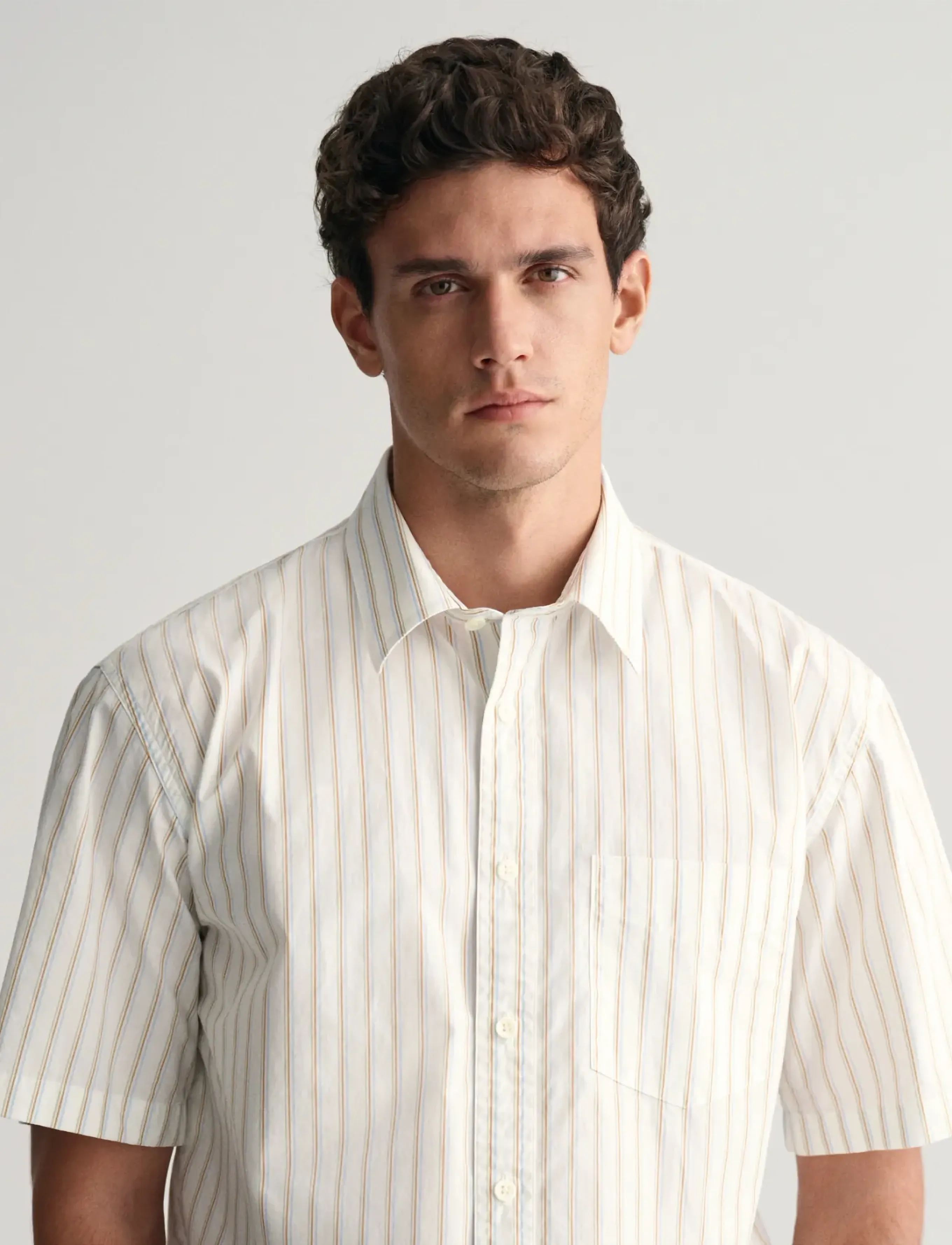 GANT - REL HERITAGE POPLIN STRIPE SS SHRT - white - 4