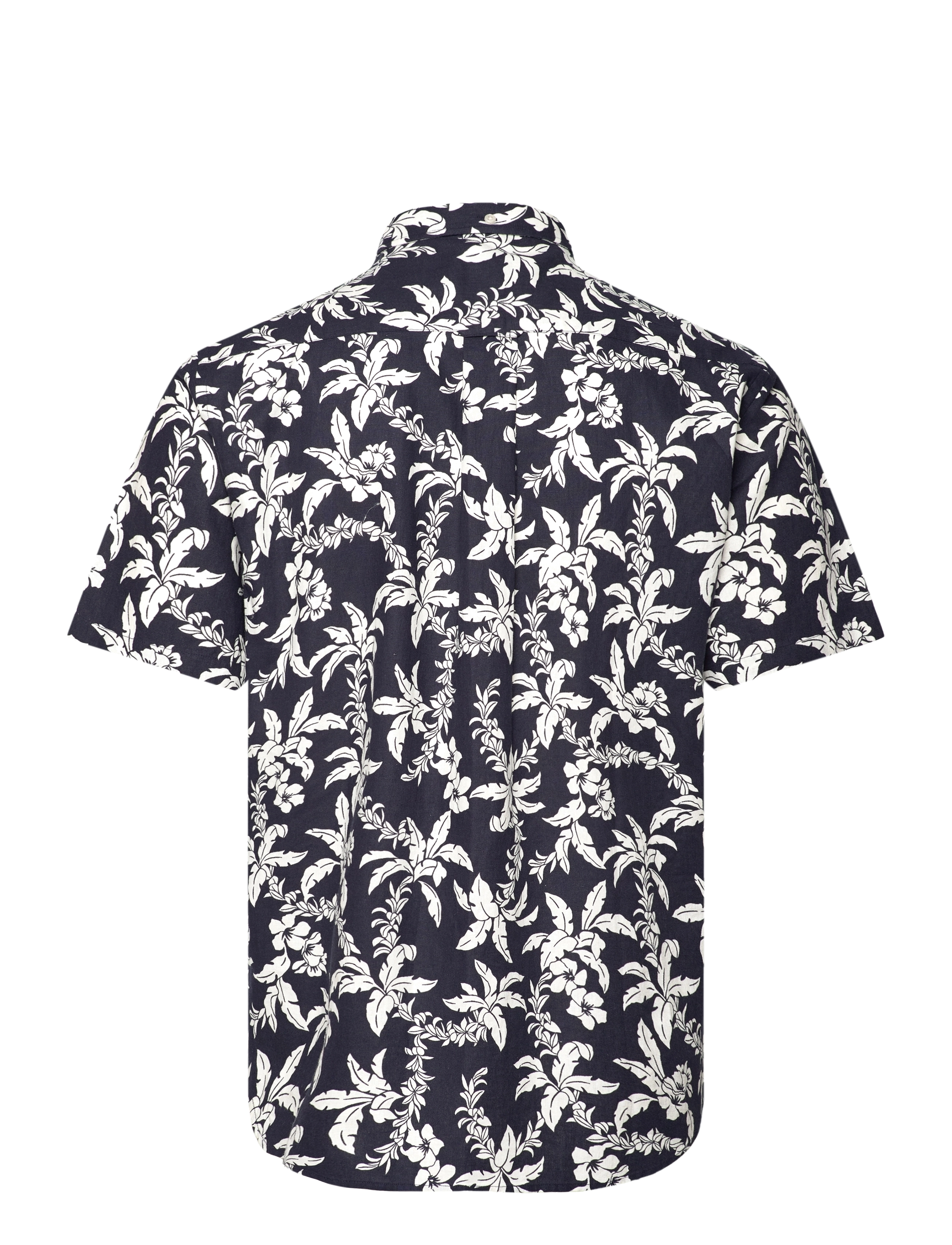 GANT - REG COTTON LINEN PALM SS SHIRT - evening blue - 1
