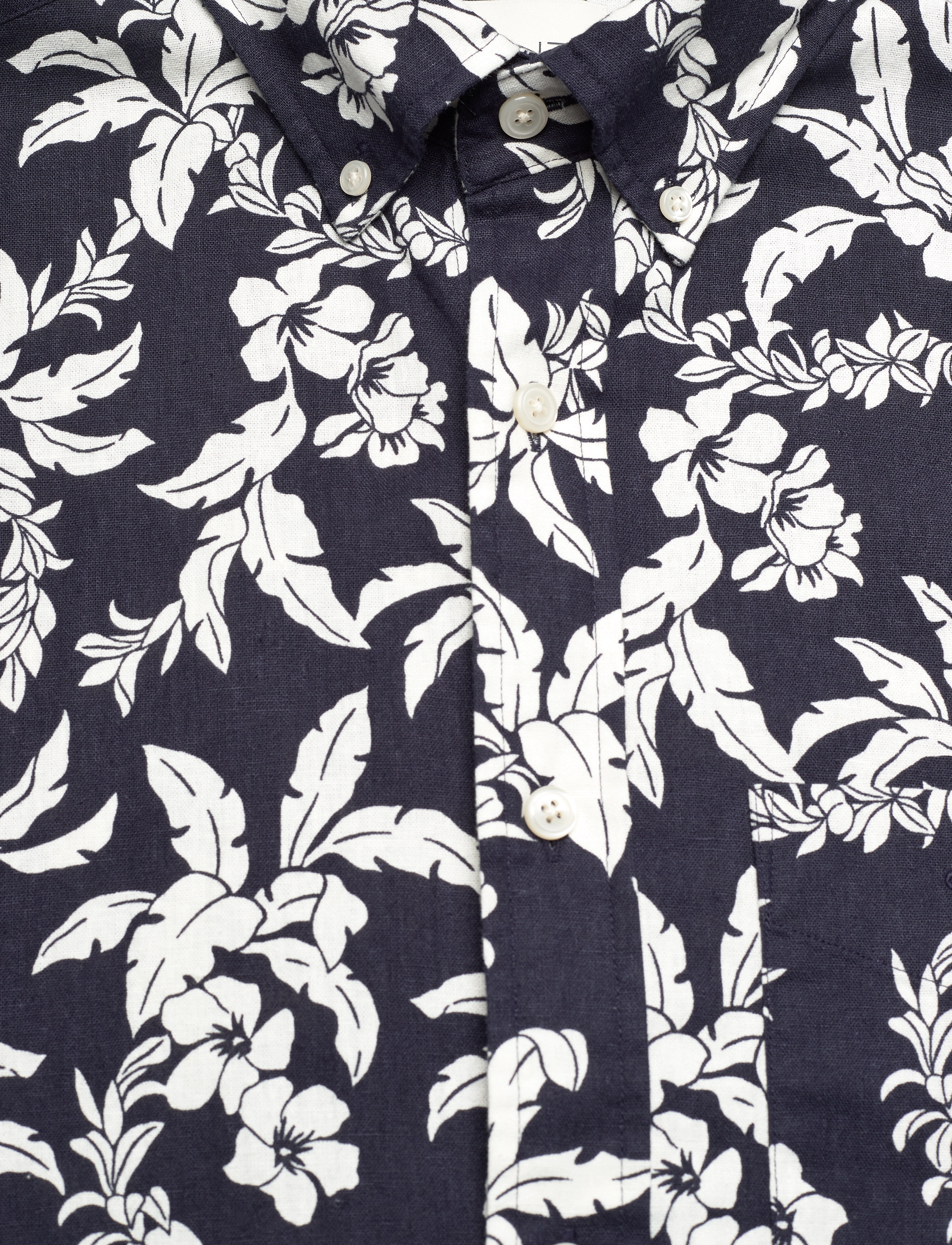 GANT - REG COTTON LINEN PALM SS SHIRT - evening blue - 3