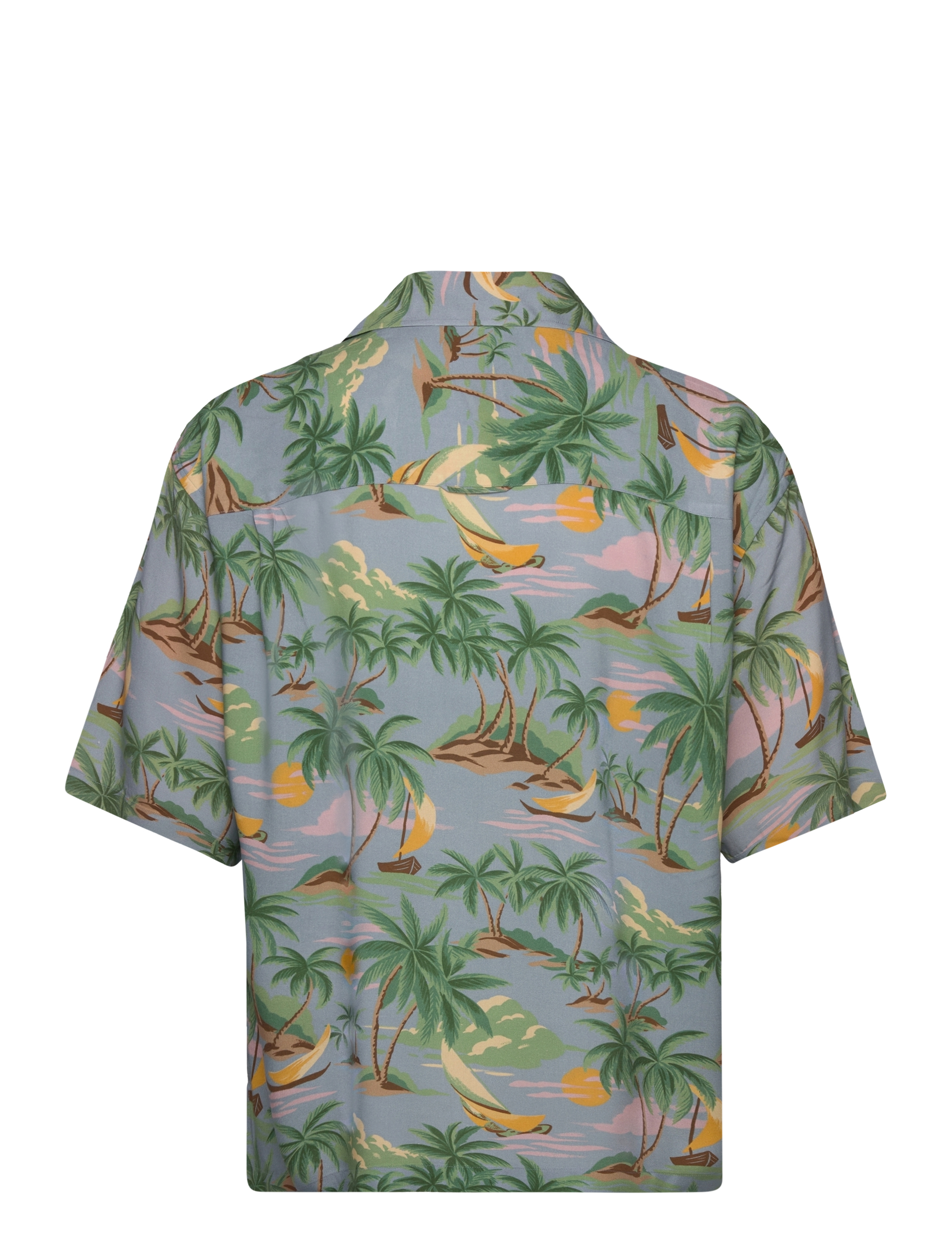 GANT - REL VISCOSE HAWAII PRINT SS SHIRT - dove blue - 1